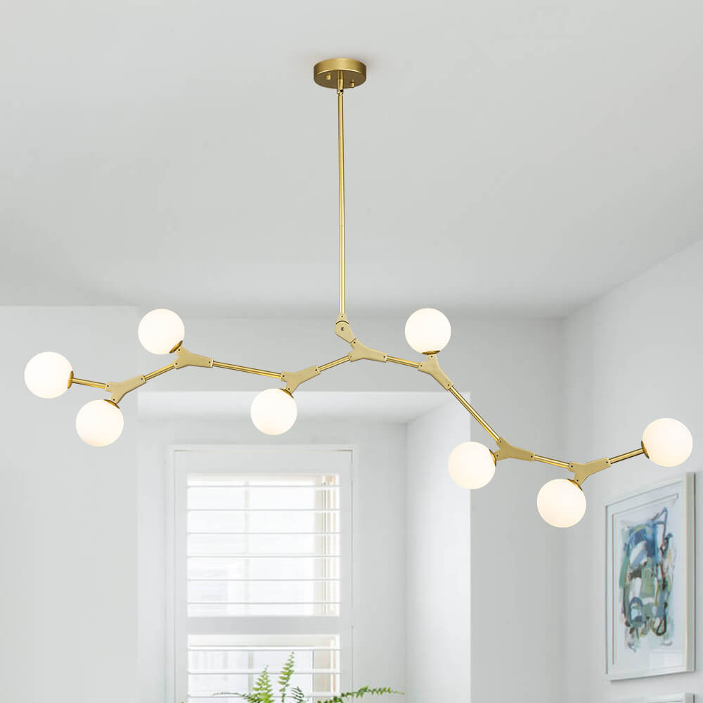 Nivero Linear Bubble Glass Chandelier-Neutral Decor