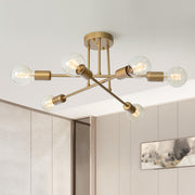 Vallin Modern Brass Semi Flush Mount Chandelier-Neutral Decor
