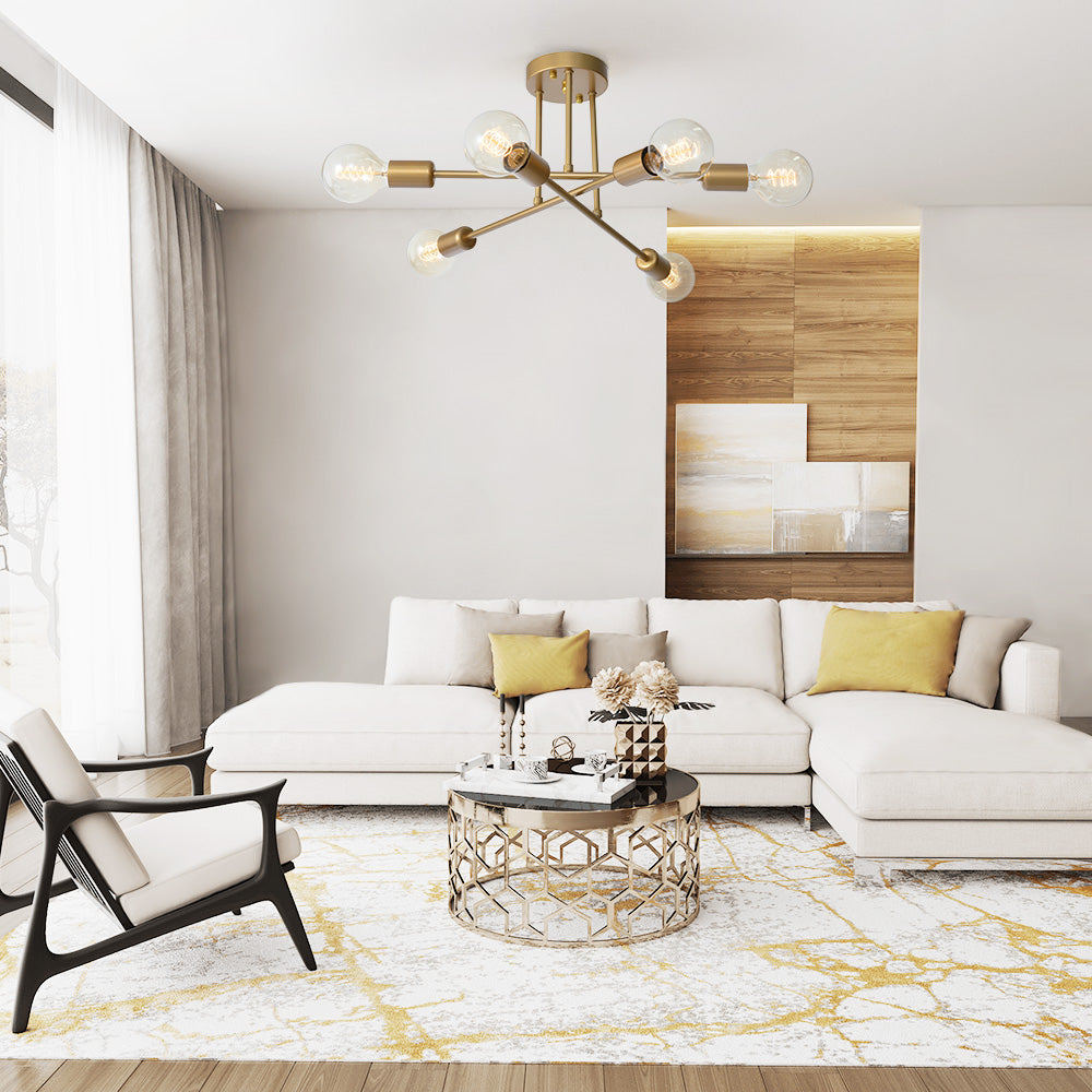 Vallin Modern Brass Semi Flush Mount Chandelier-Neutral Decor