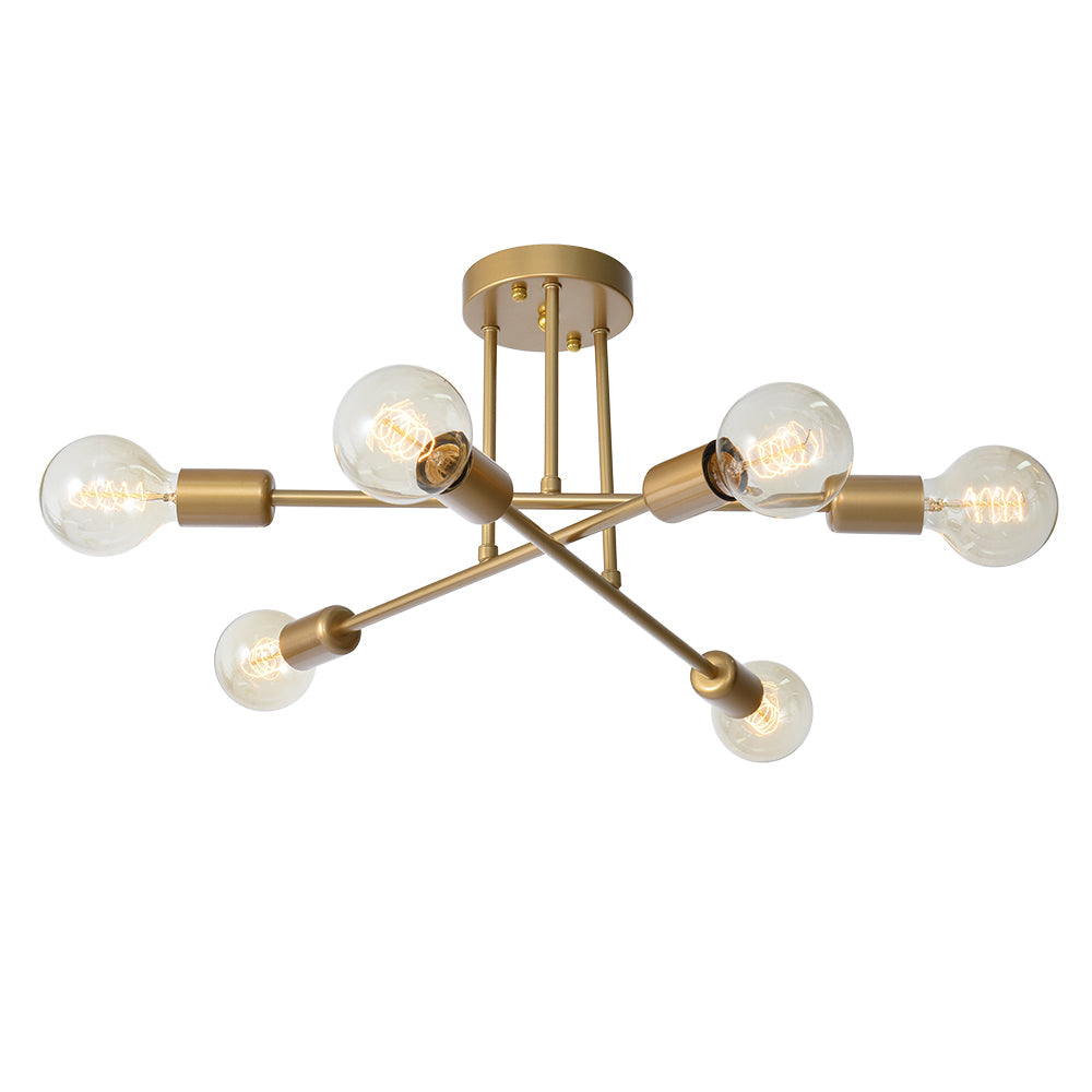 Vallin Modern Brass Semi Flush Mount Chandelier-Neutral Decor