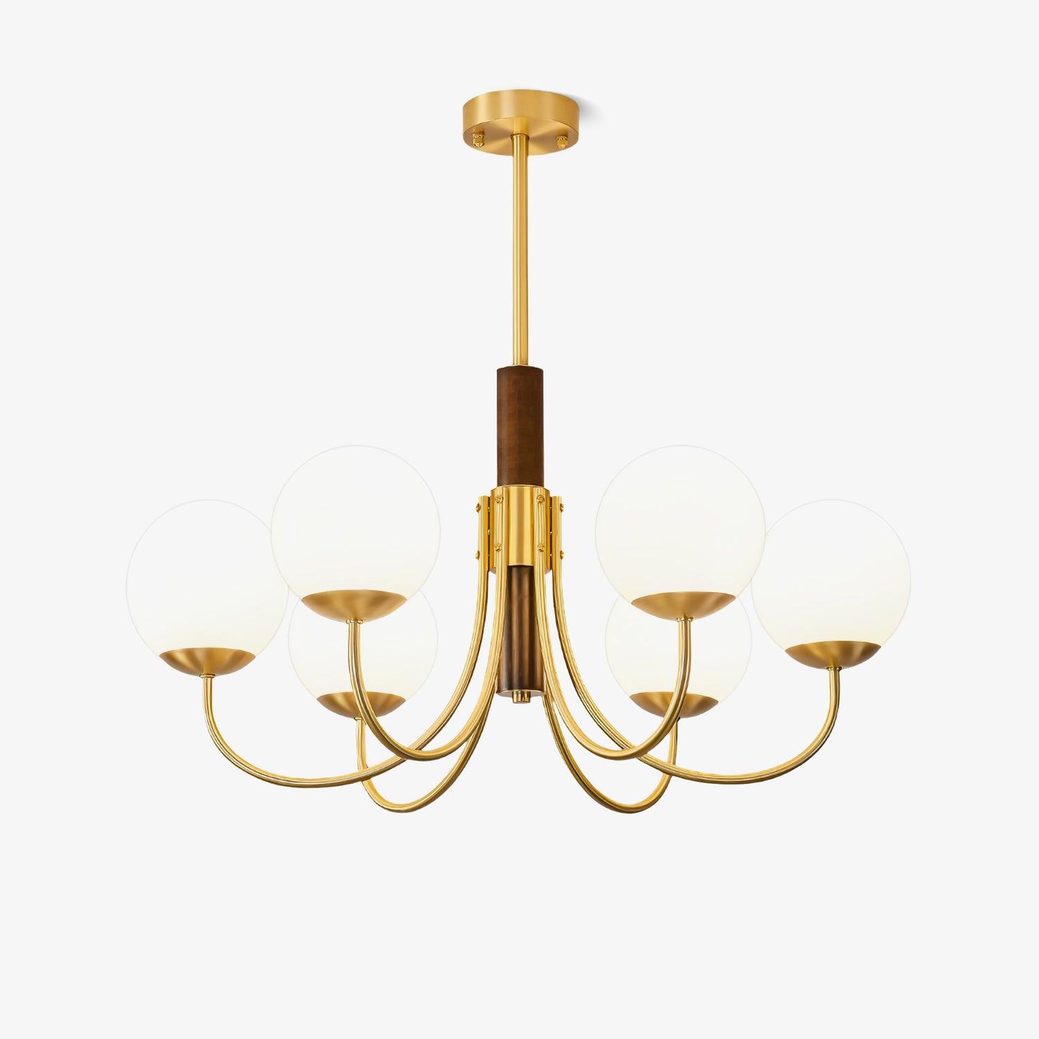 Lustra Chandelier Midas Touch Walnut Sphere Brass-Neutral Decor