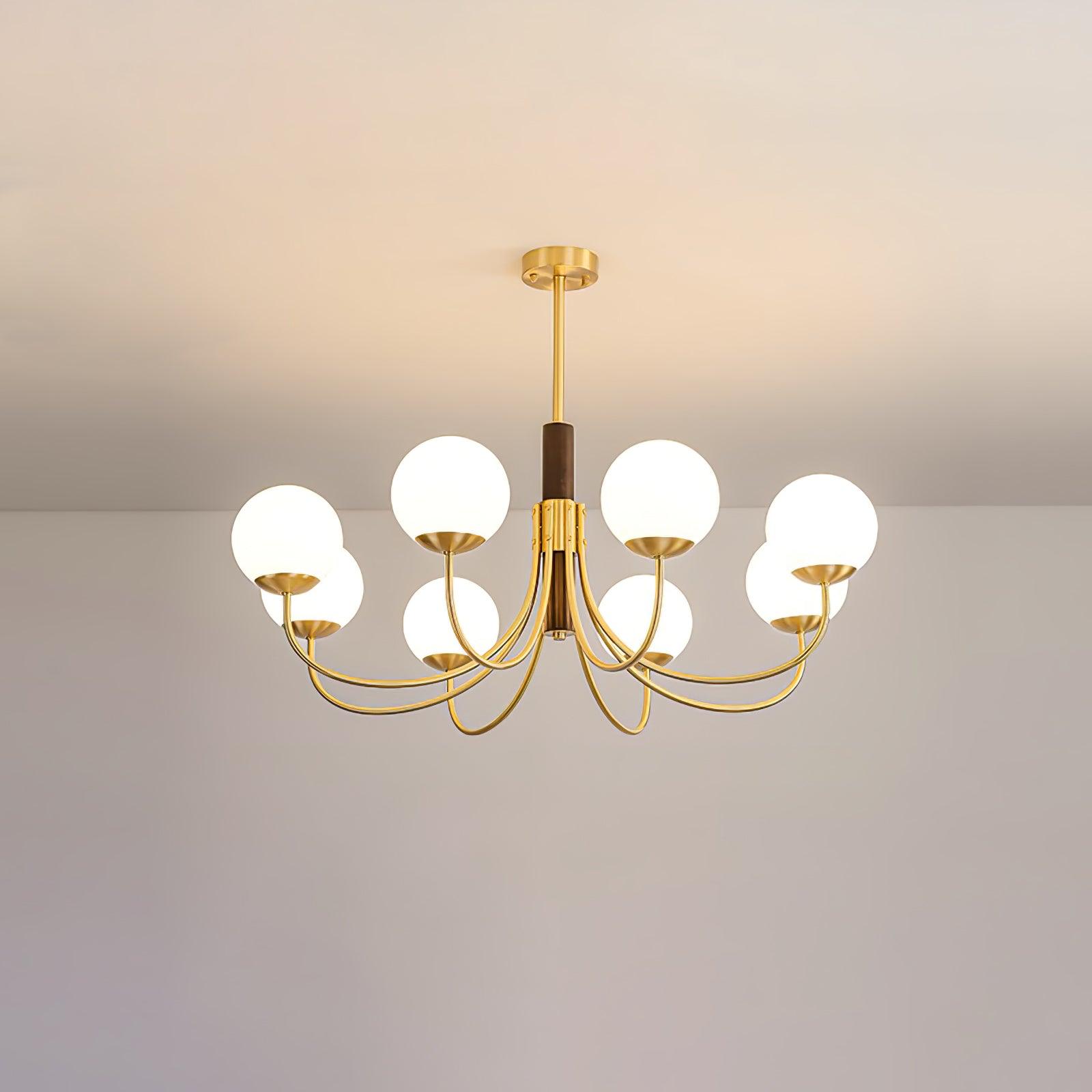 Lustra Chandelier Midas Touch Walnut Sphere Brass-Neutral Decor