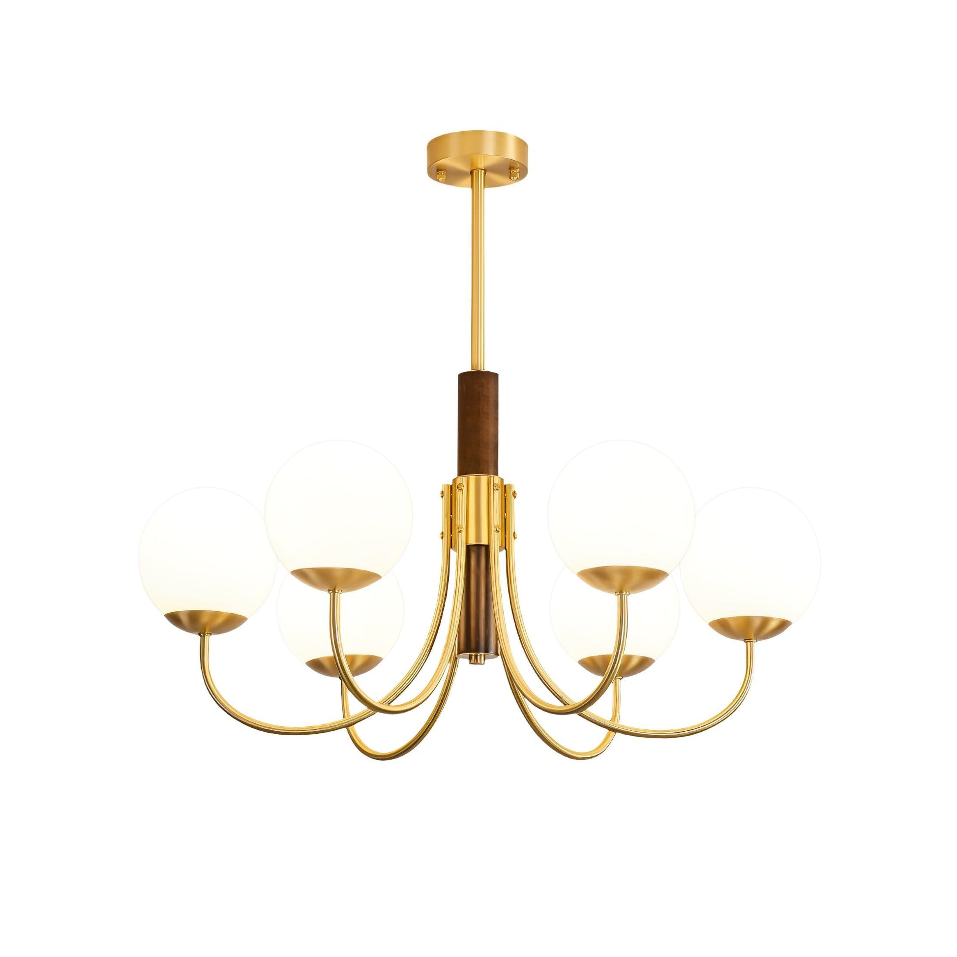 Lustra Chandelier Midas Touch Walnut Sphere Brass-Neutral Decor
