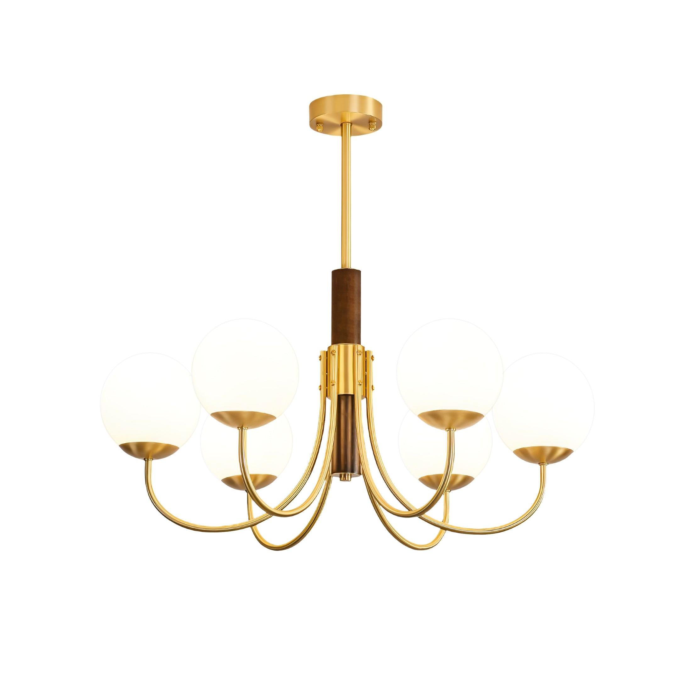 Lustra Chandelier Midas Touch Walnut Sphere Brass-Neutral Decor