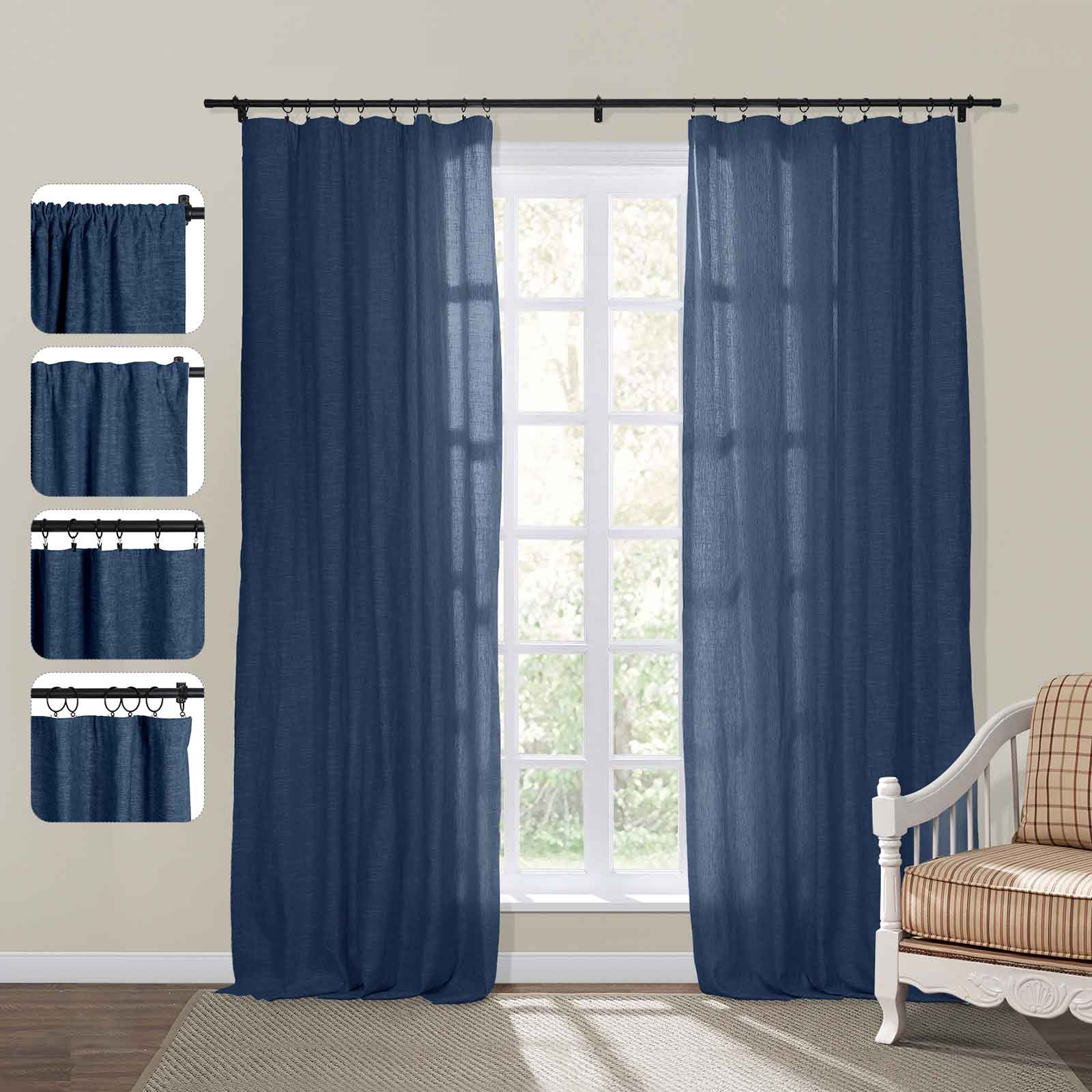 Jenna Linen Curtains & Drapes Soft Top-Neutral Decor