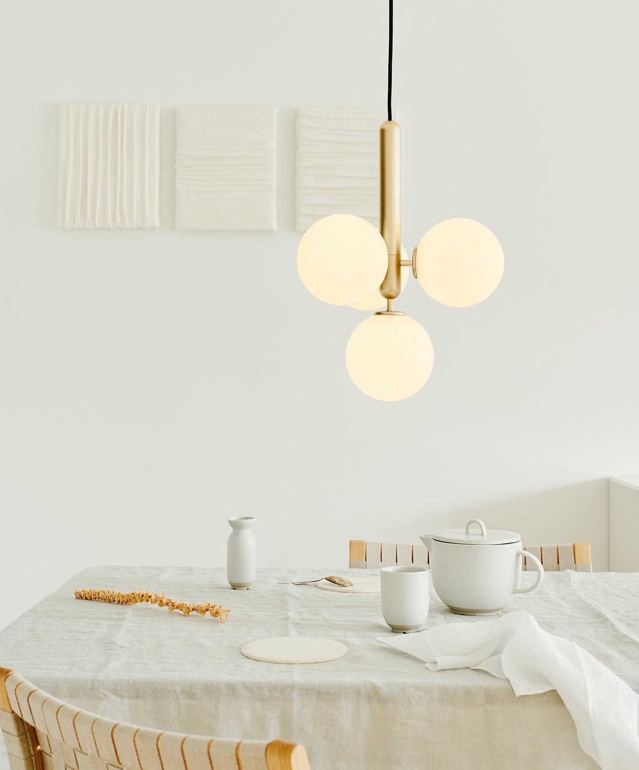 Azorila Modern Minimalist Swag Brass Glass Pendant Light-Neutral Decor