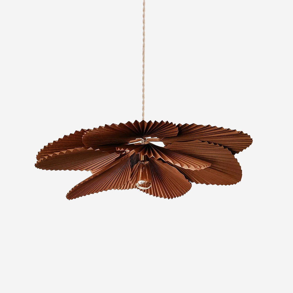Pendant Light with Pleated Kraft Paper Petal Shade