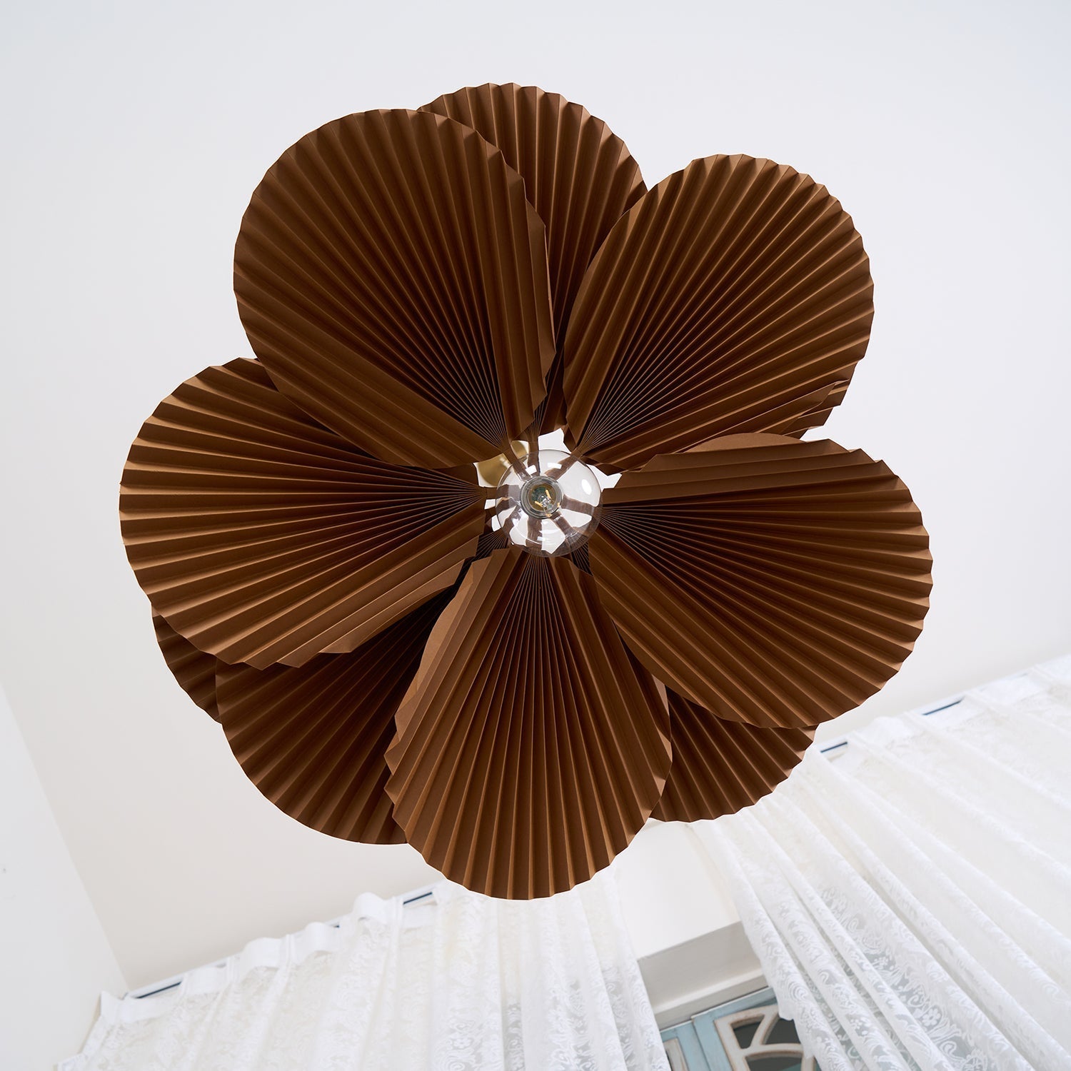 Pendant Light with Pleated Kraft Paper Petal Shade