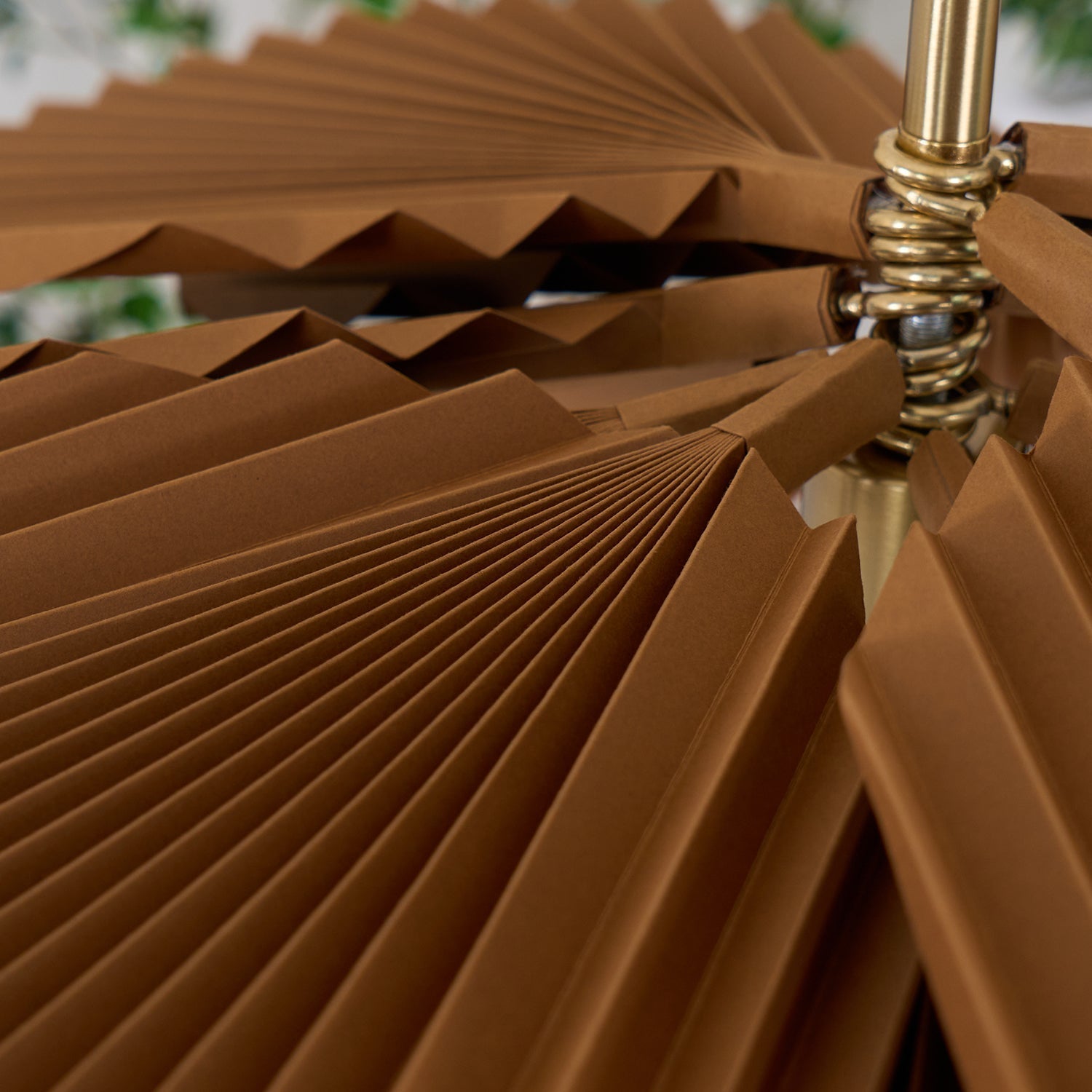Pendant Light with Pleated Kraft Paper Petal Shade
