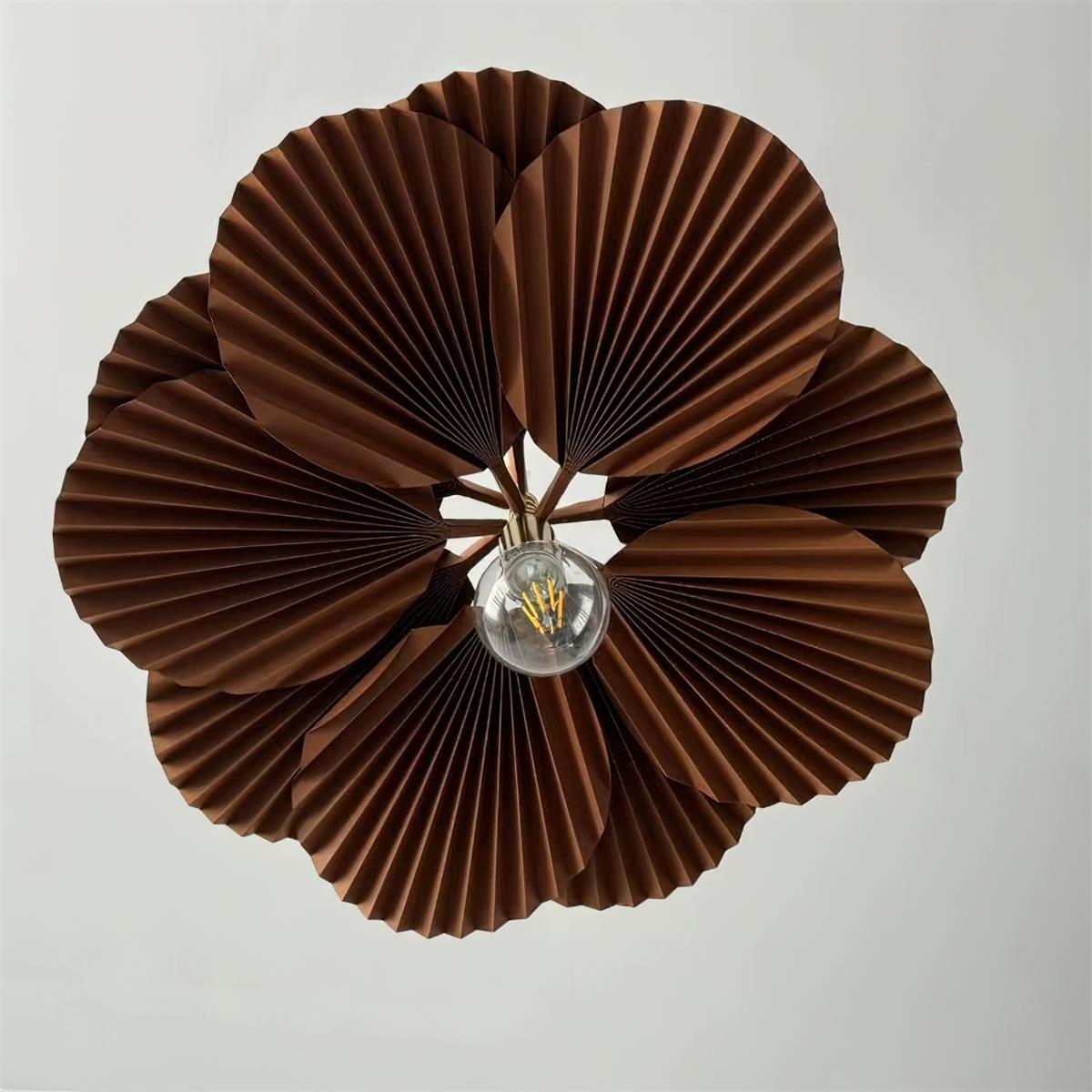Pendant Light with Pleated Kraft Paper Petal Shade