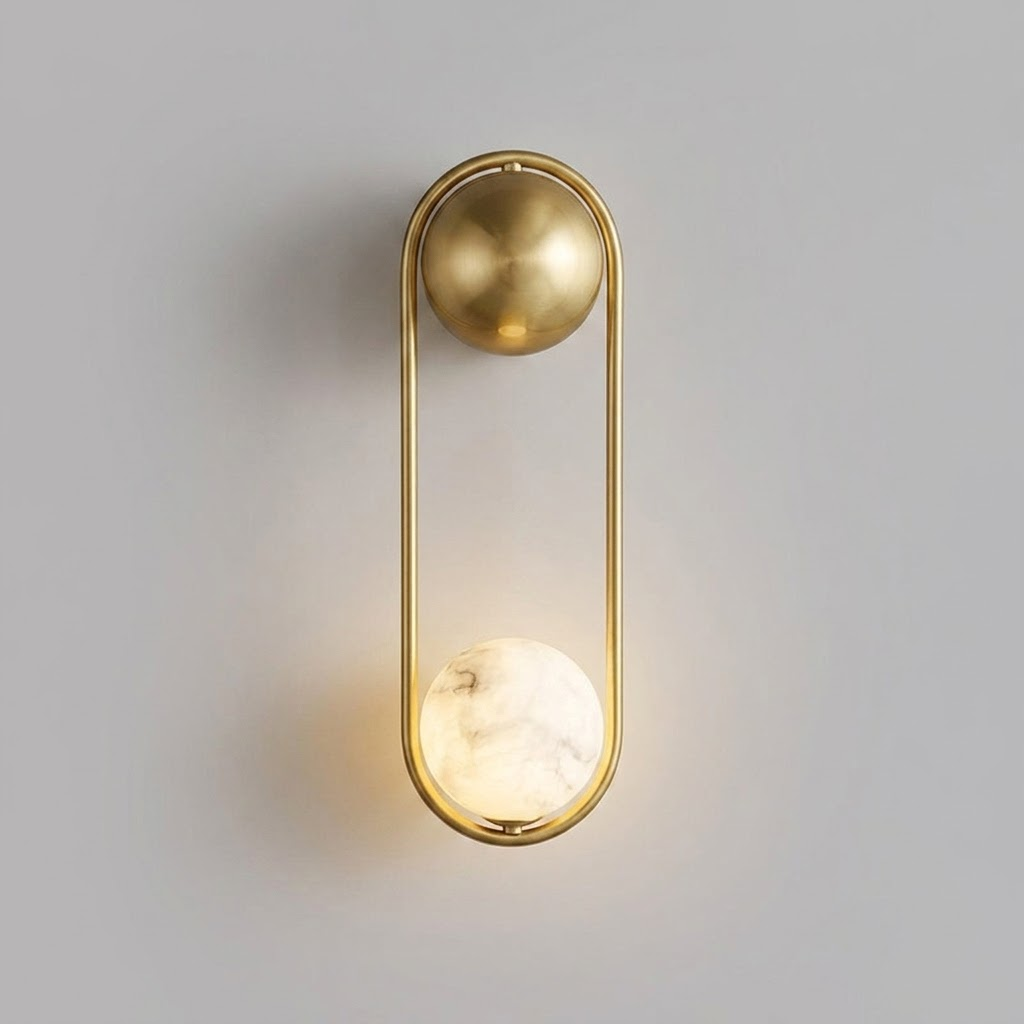 Full product view of the Mila Alabaster Wall Sconce on a white background.