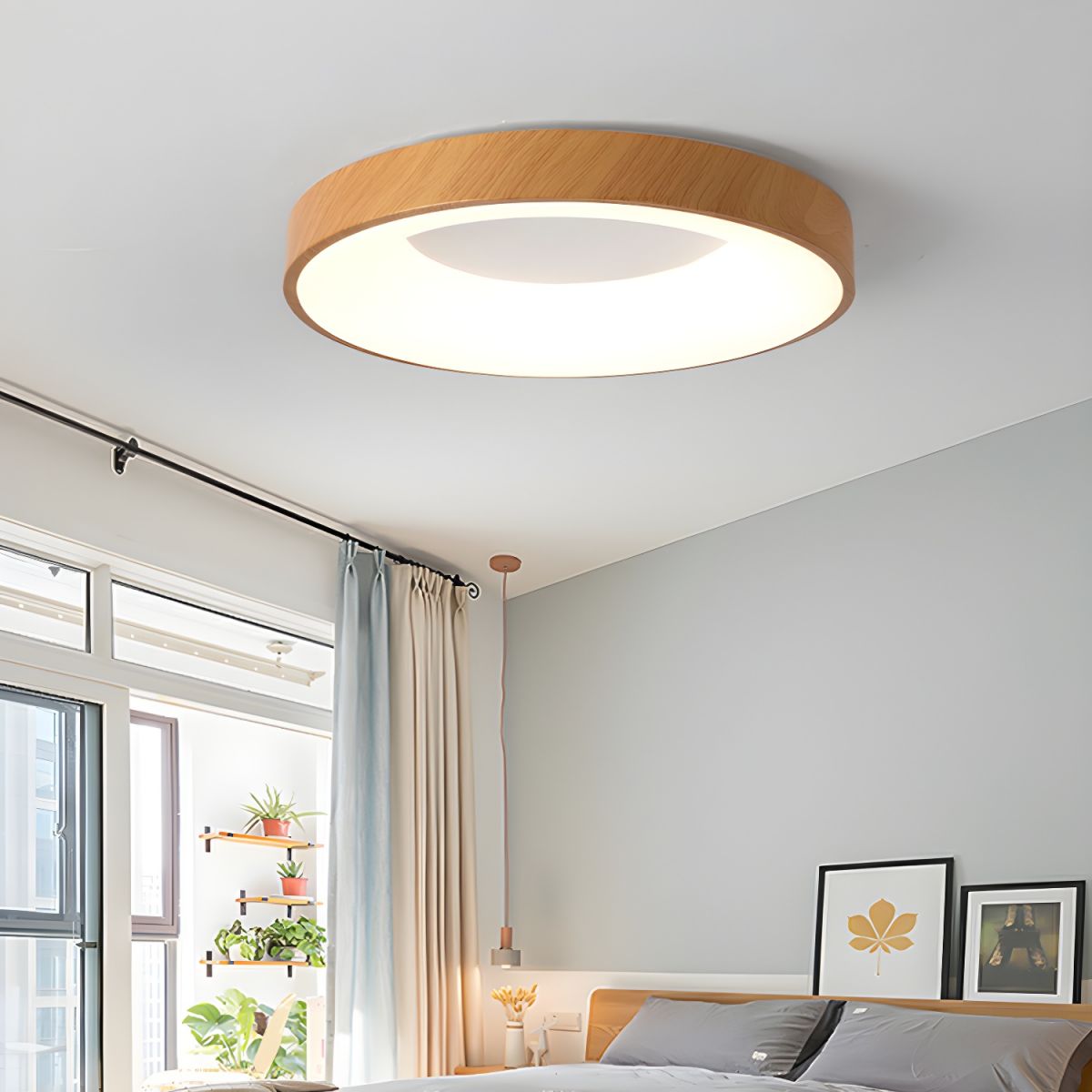 Javlen Modern Minimalist Round Wood Flush Mount Ceiling Lamp-Neutral Decor