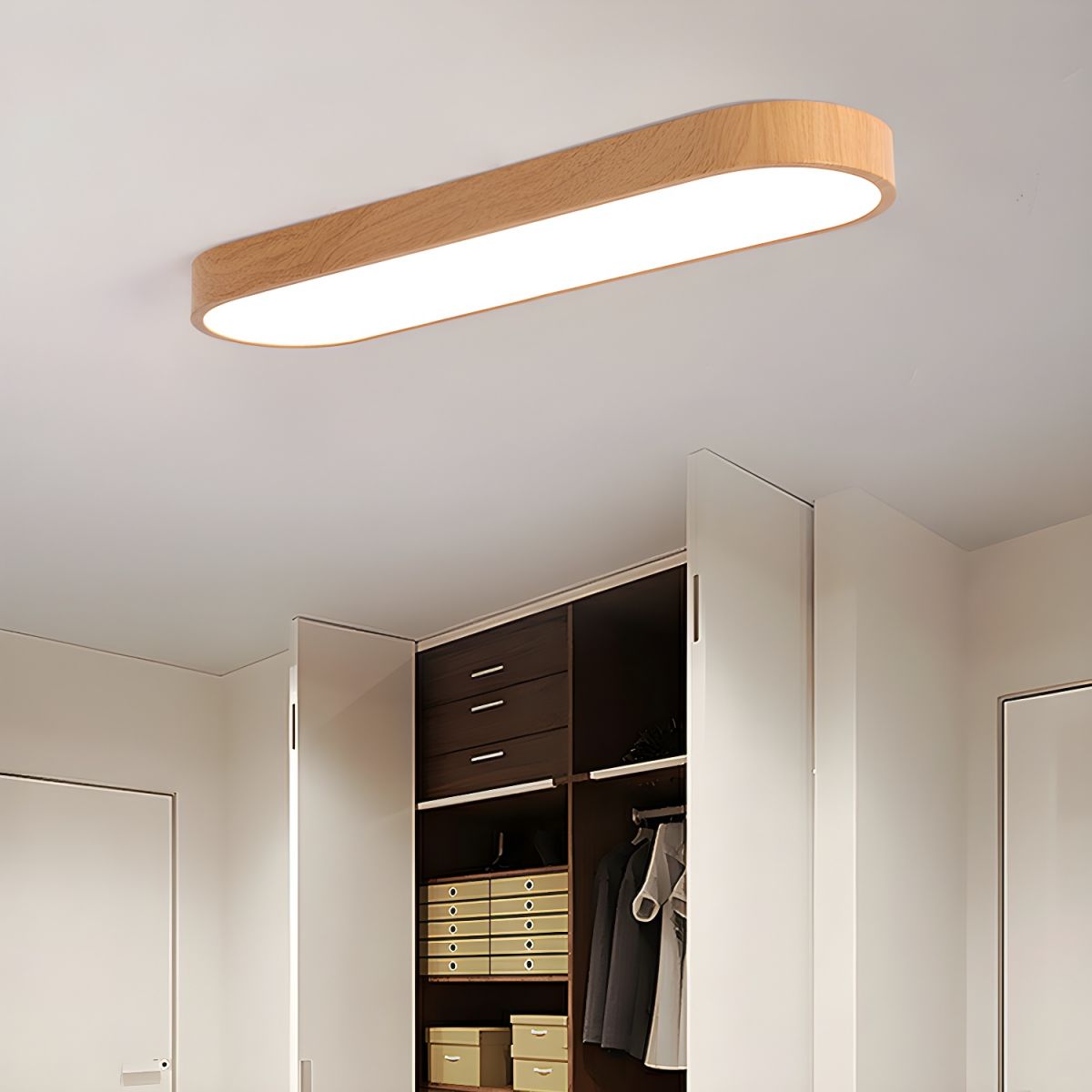 Javlen Modern Minimalist Round Wood Flush Mount Ceiling Lamp-Neutral Decor