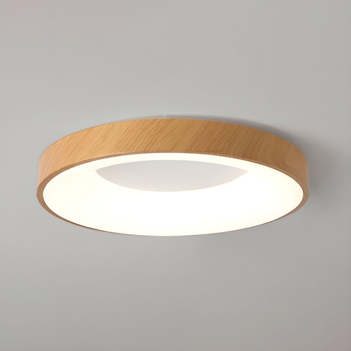 Javlen Modern Minimalist Round Wood Flush Mount Ceiling Lamp-Neutral Decor