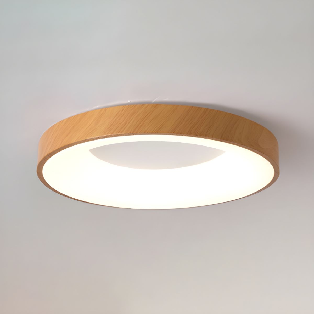 Javlen Modern Minimalist Round Wood Flush Mount Ceiling Lamp-Neutral Decor