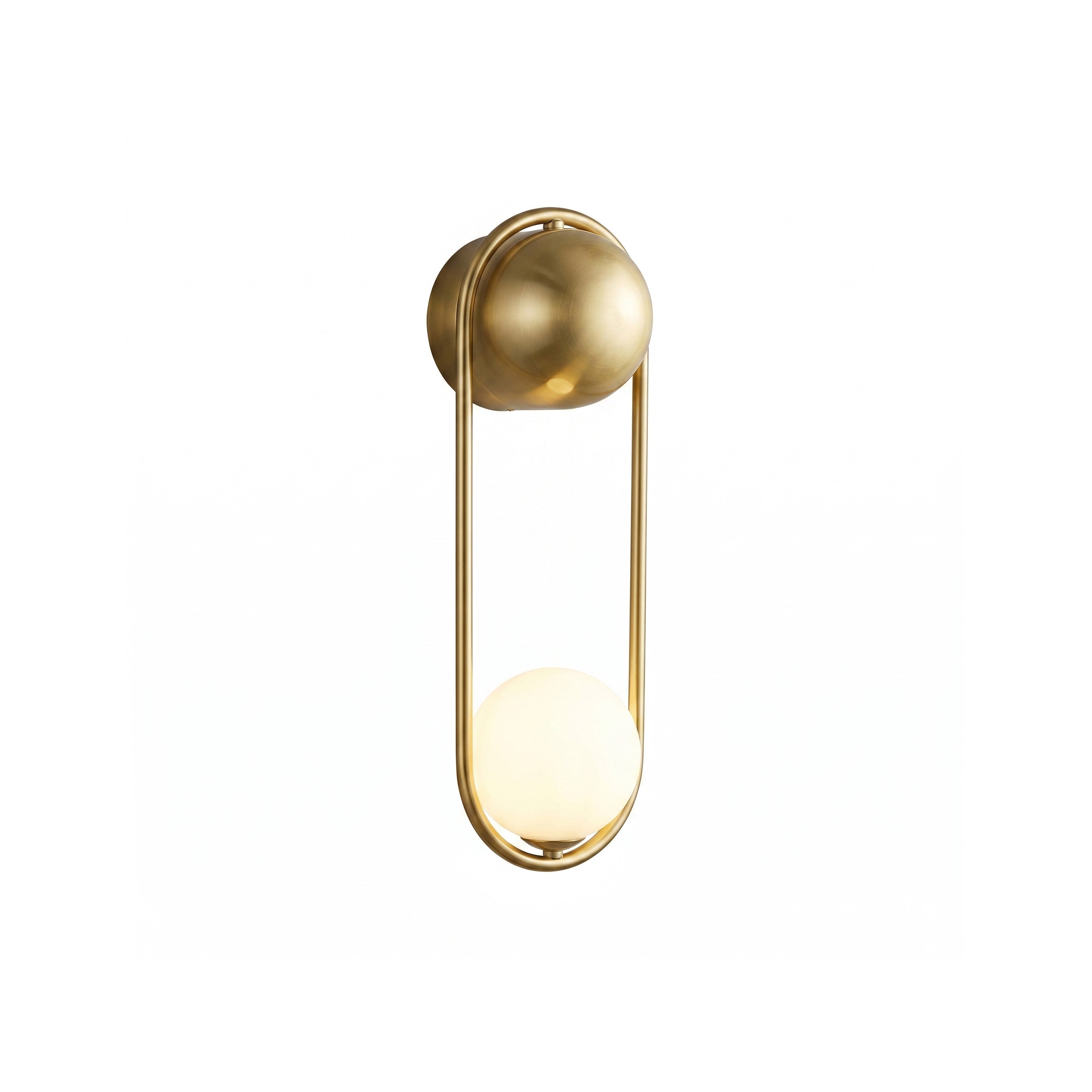 Mila Wall Lamp in polished brass finish with an opal glass globe.