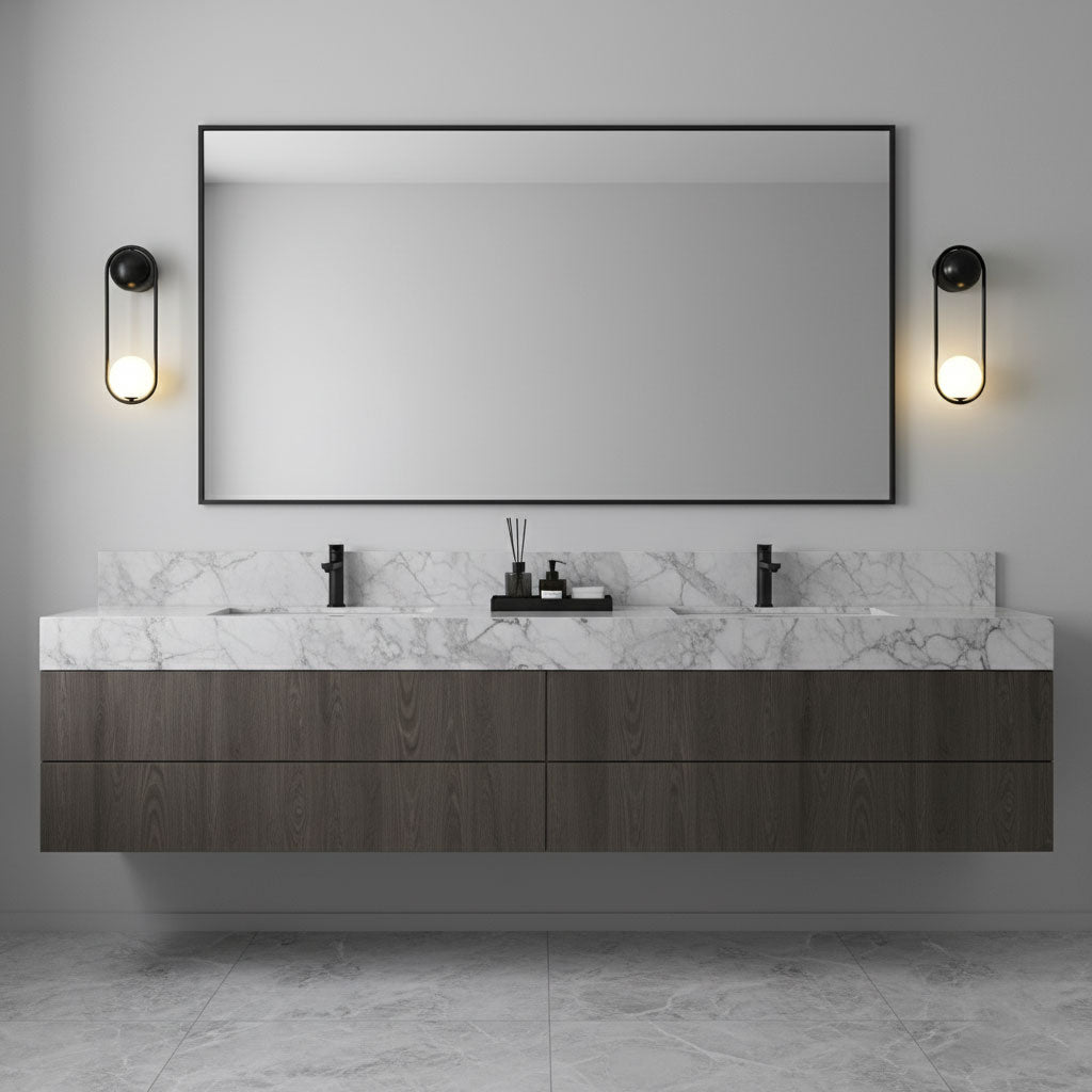 Angled view of the white Mila Wall Lamp.