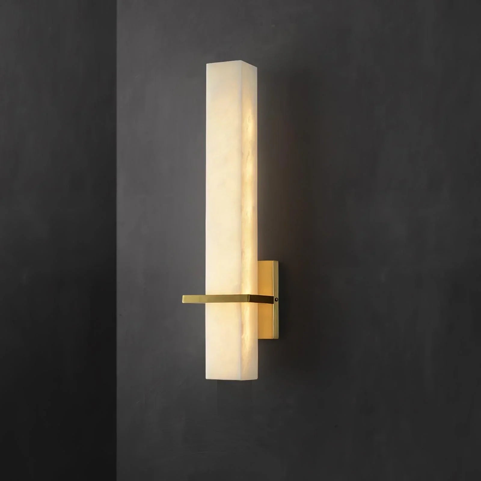 Ritta Wall Lamp White Alabaster Brass Modern Cuboid-Neutral Decor