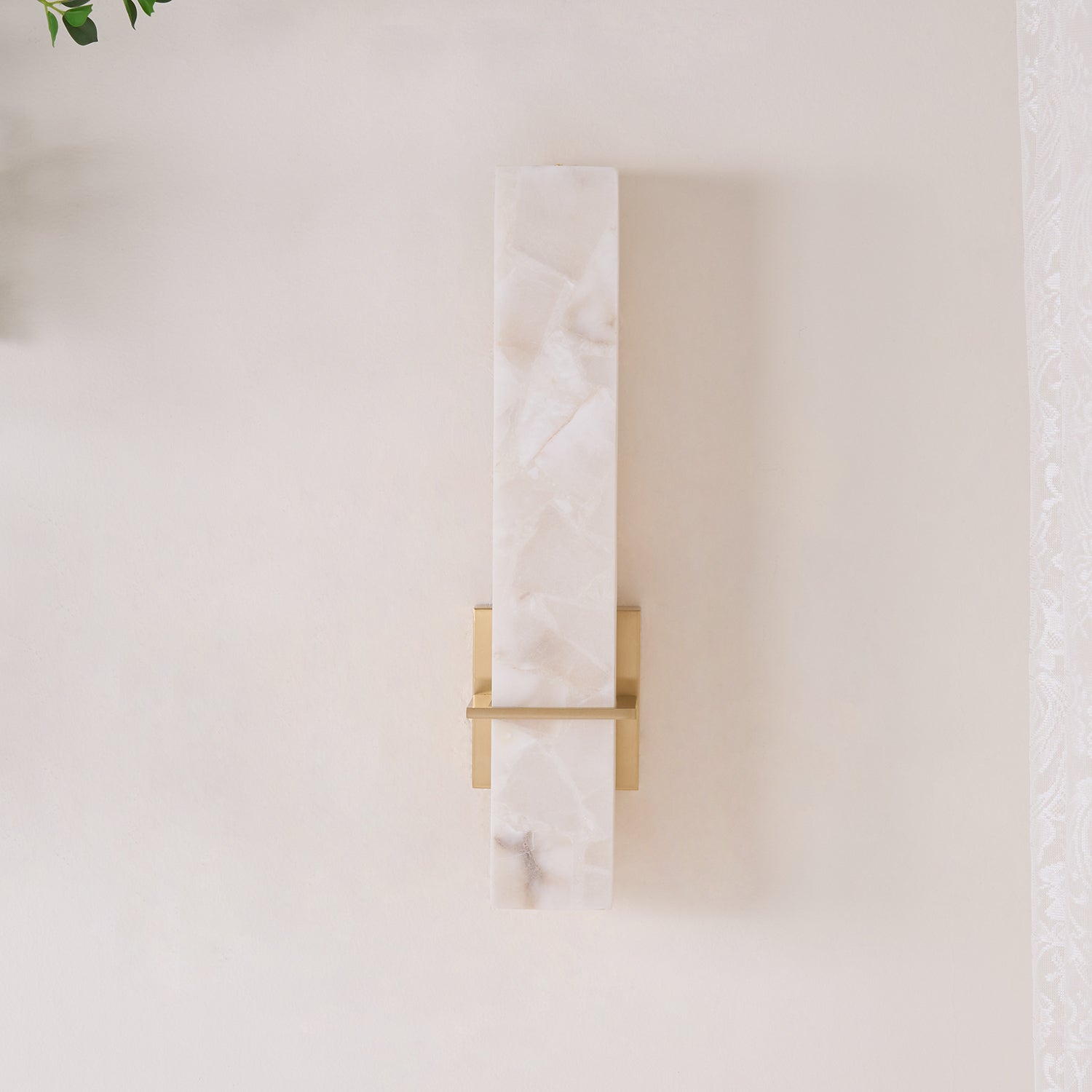 Ritta Wall Lamp White Alabaster Brass Modern Cuboid-Neutral Decor