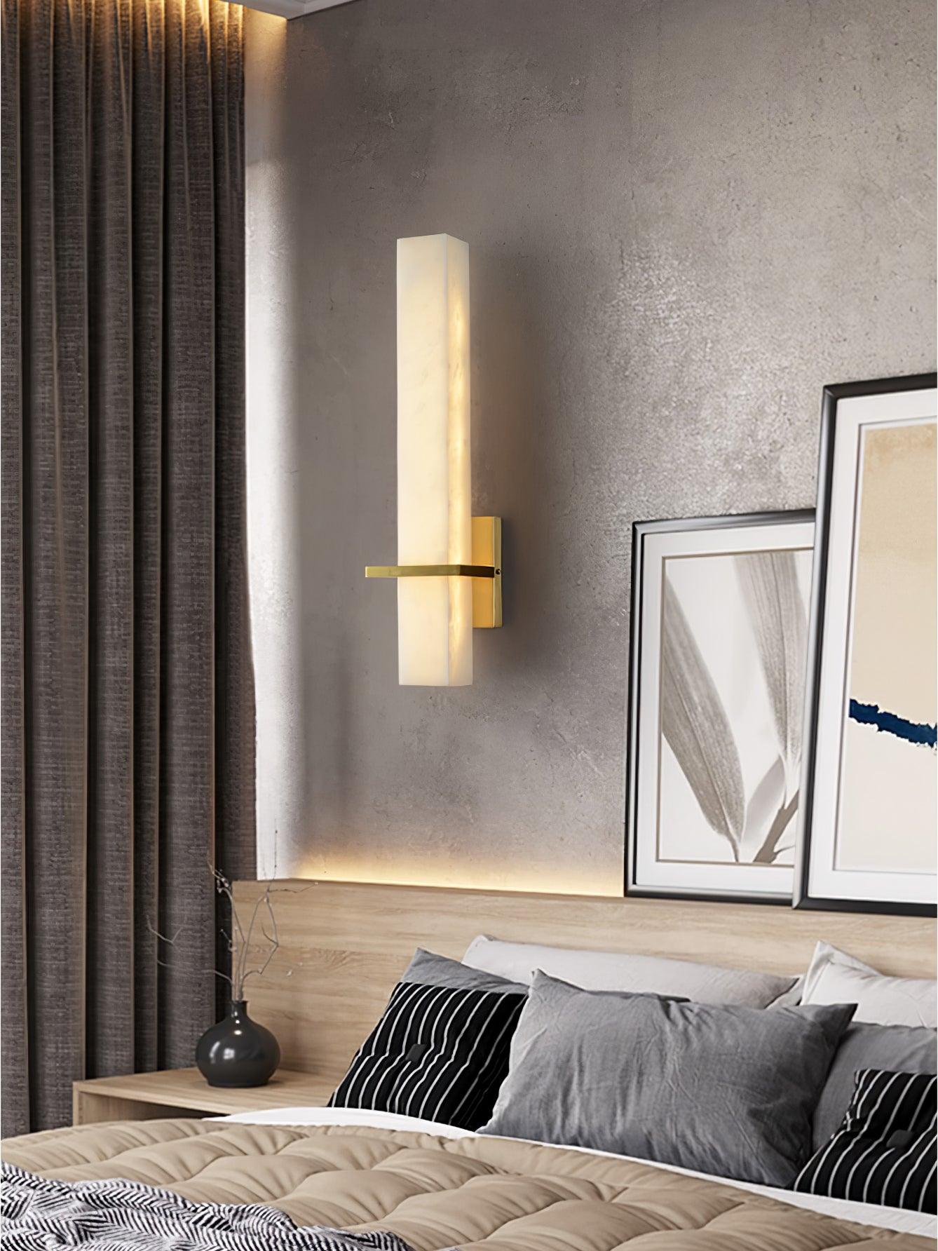 Kirixon Alabaster Wall Sconce Brass Band Shape-Neutral Decor