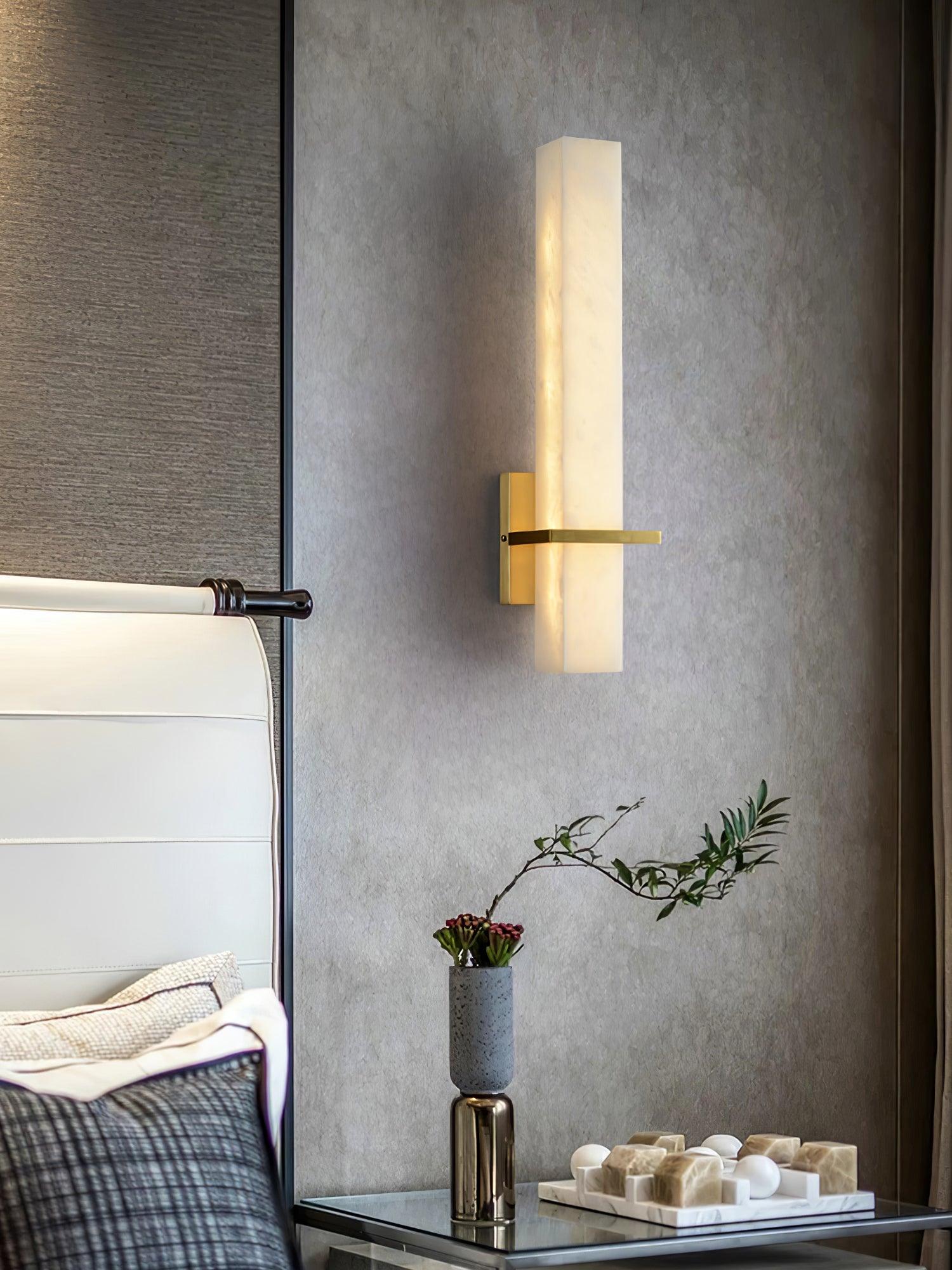 Kirixon Alabaster Wall Sconce Brass Band Shape-Neutral Decor