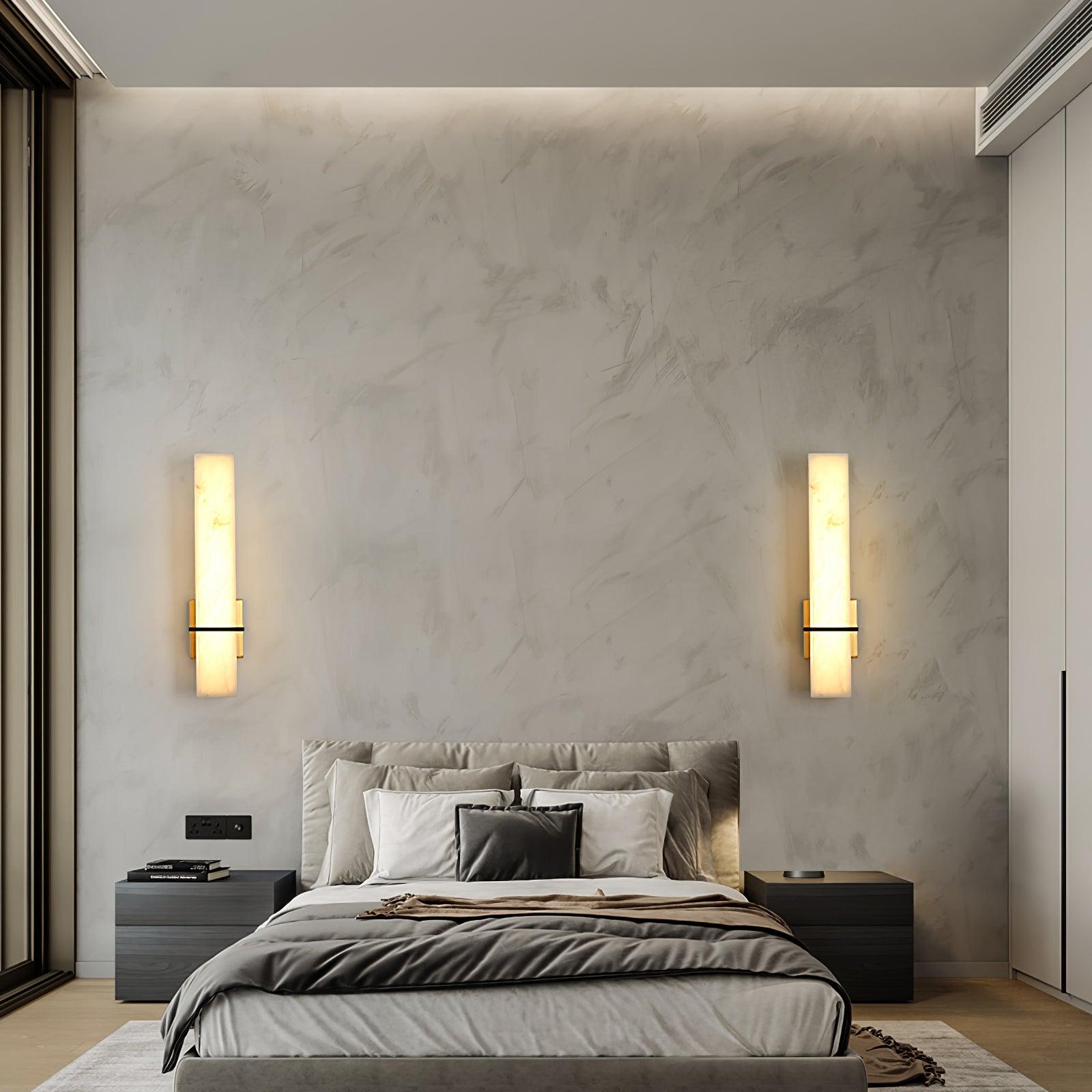Ritta Wall Lamp White Alabaster Brass Modern Cuboid-Neutral Decor