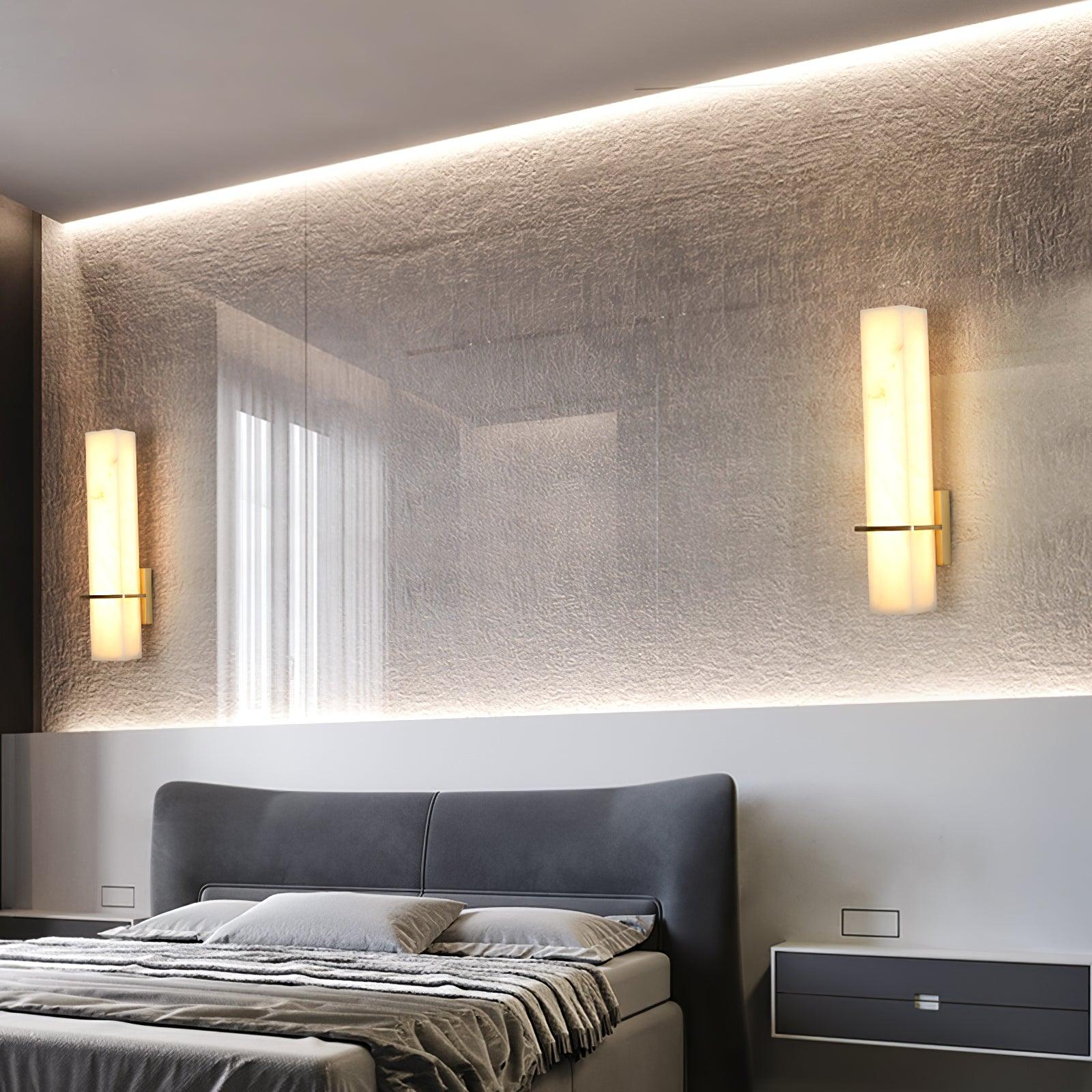 Ritta Wall Lamp White Alabaster Brass Modern Cuboid-Neutral Decor