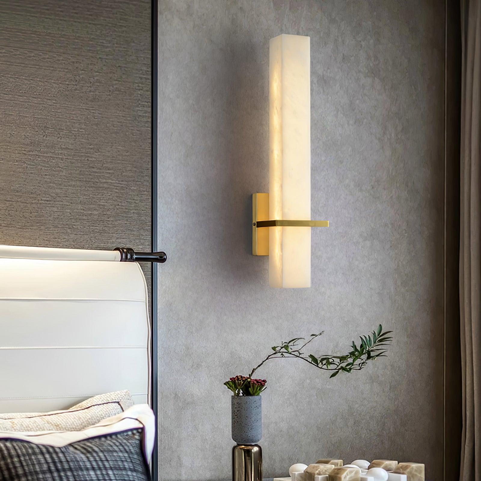 Kirixon Alabaster Wall Sconce Brass Band Shape-Neutral Decor