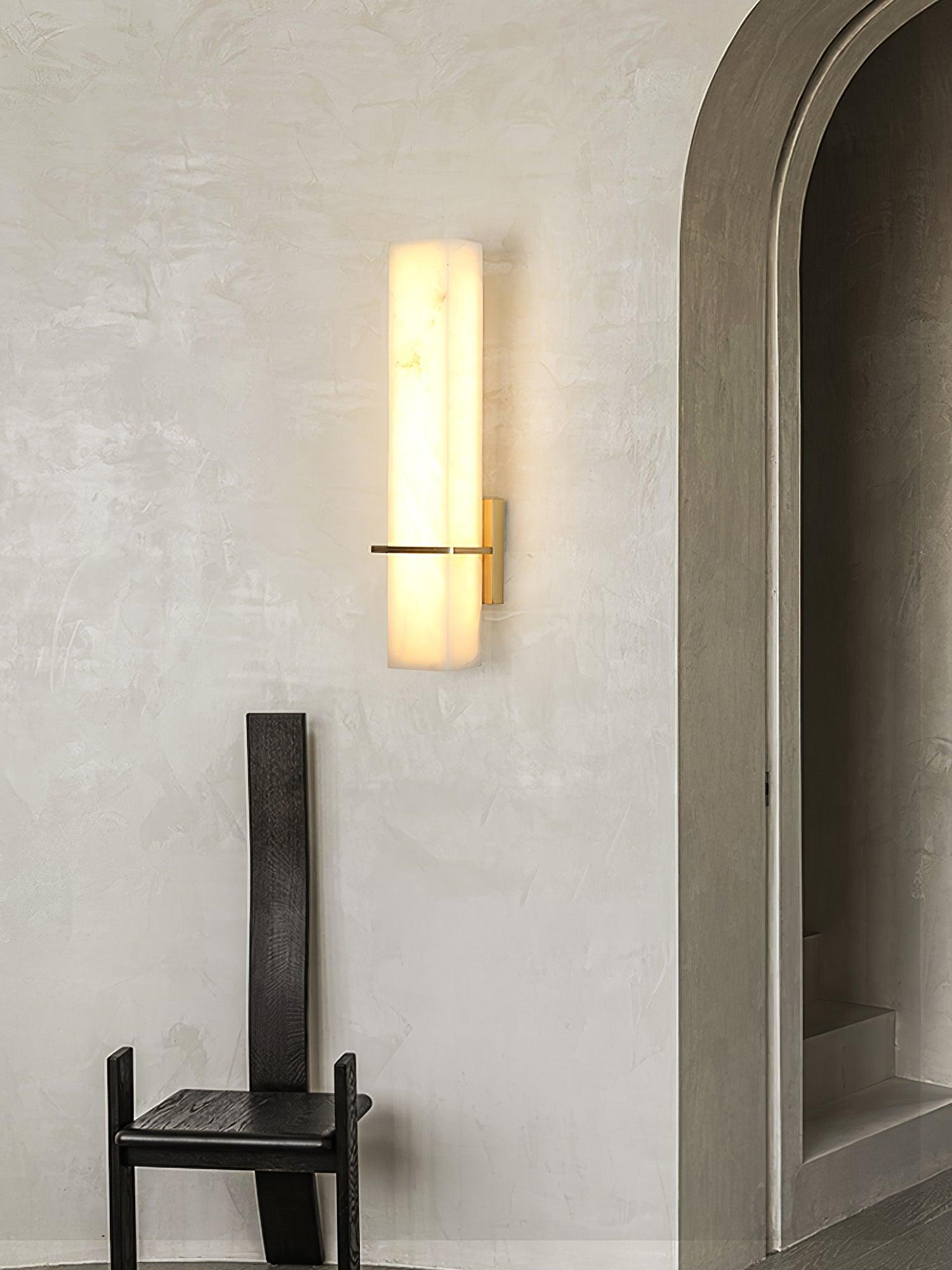 Kirixon Alabaster Wall Sconce Brass Band Shape-Neutral Decor
