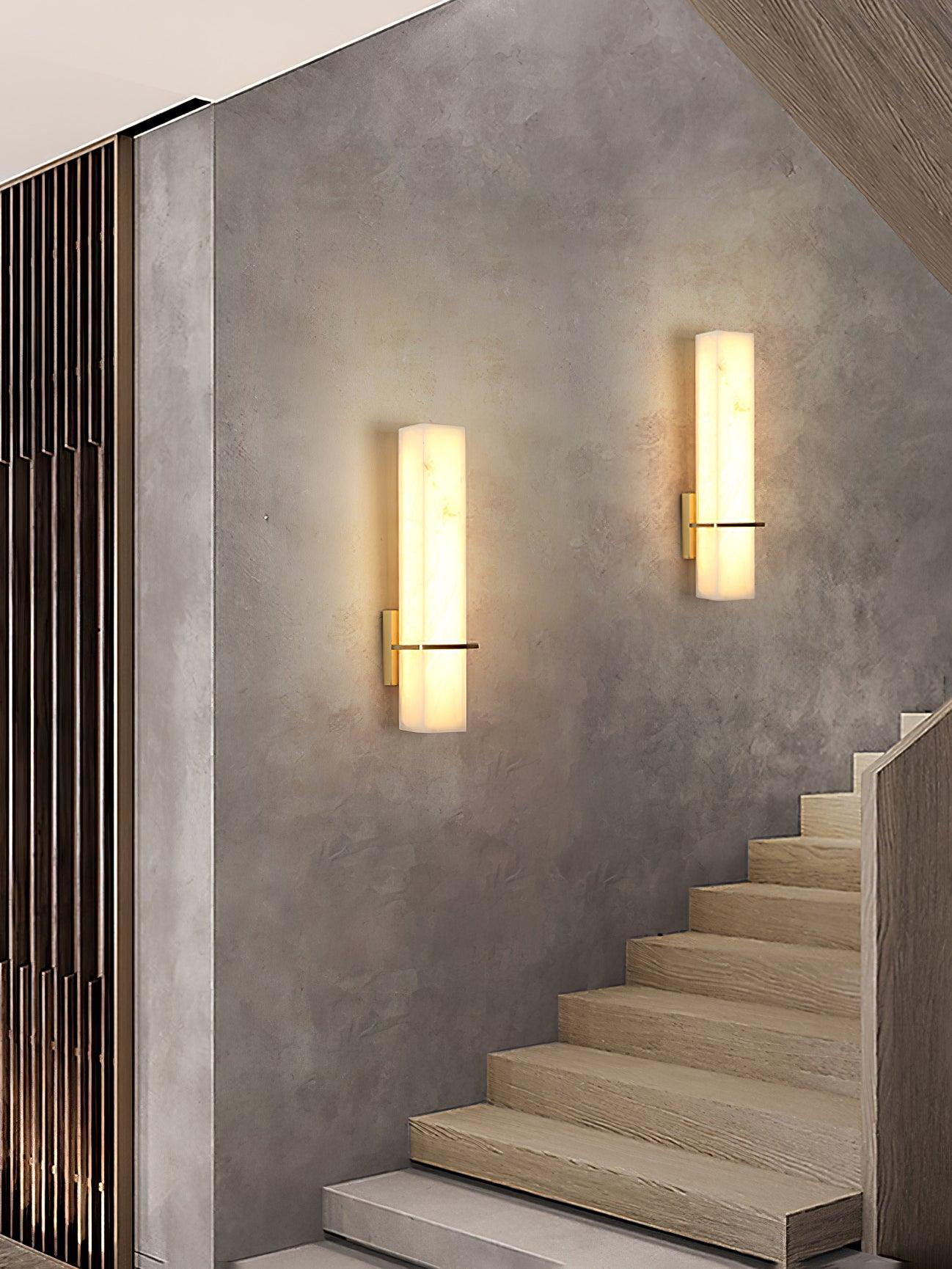 Kirixon Alabaster Wall Sconce Brass Band Shape-Neutral Decor