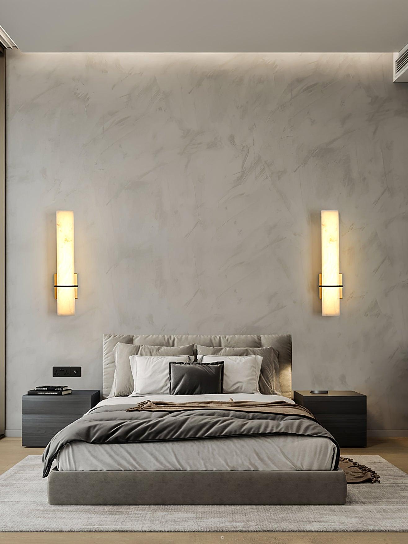 Kirixon Alabaster Wall Sconce Brass Band Shape-Neutral Decor