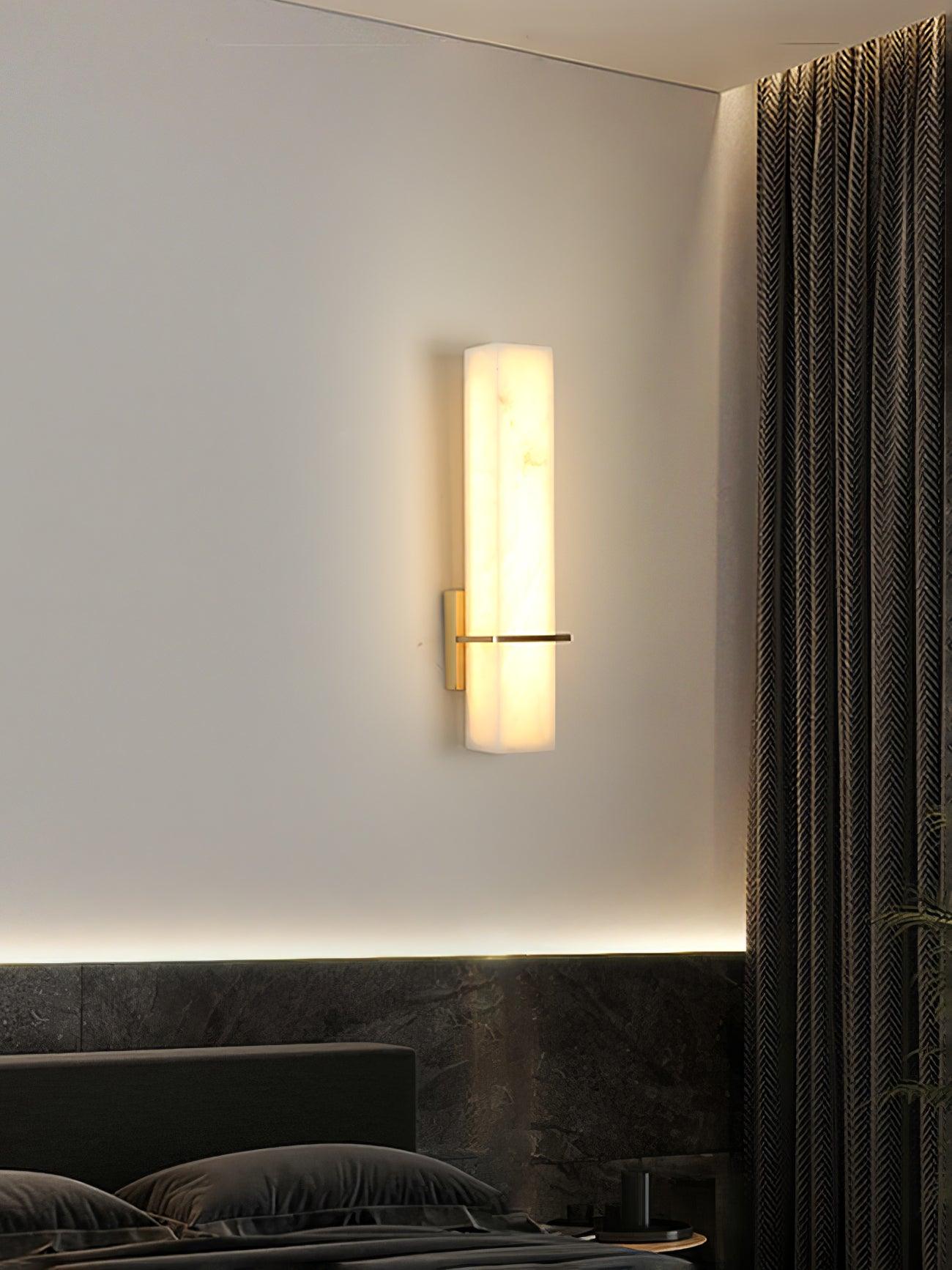 Kirixon Alabaster Wall Sconce Brass Band Shape-Neutral Decor
