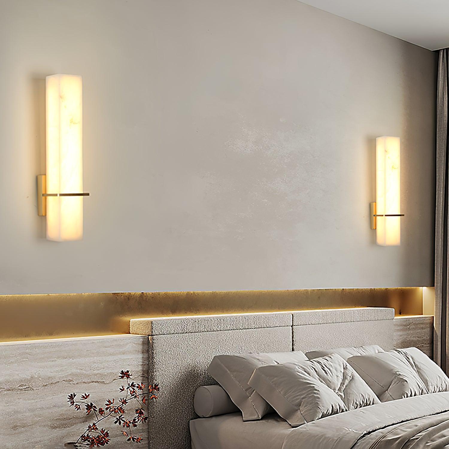Ritta Wall Lamp White Alabaster Brass Modern Cuboid-Neutral Decor