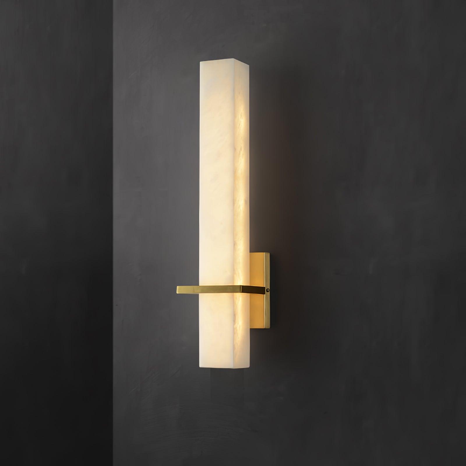Kirixon Alabaster Wall Sconce Brass Band Shape-Neutral Decor
