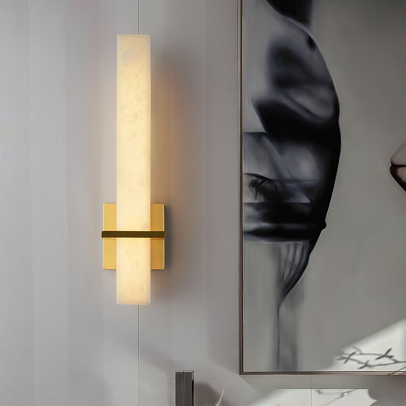 Kirixon Alabaster Wall Sconce Brass Band Shape-Neutral Decor