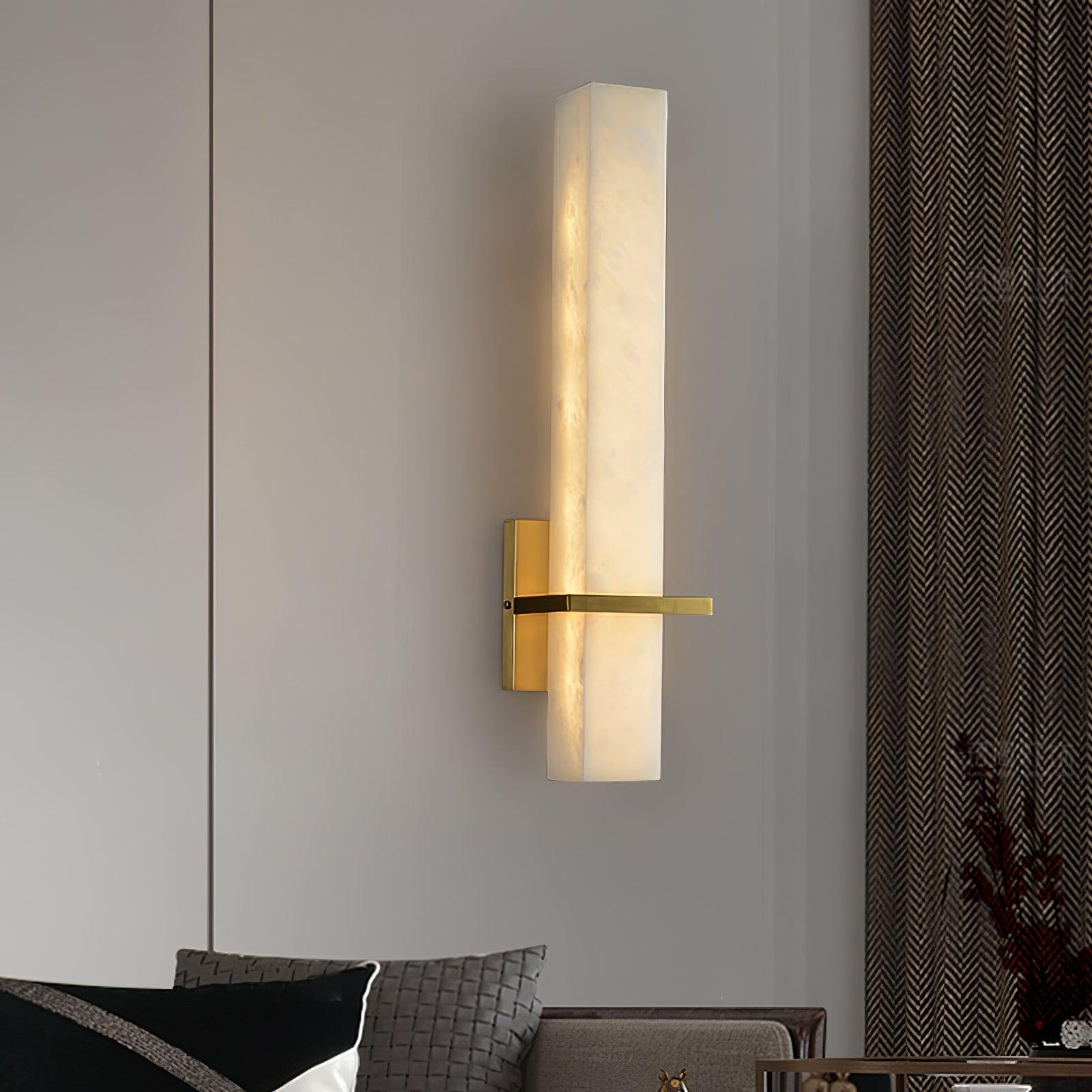 Kirixon Alabaster Wall Sconce Brass Band Shape-Neutral Decor
