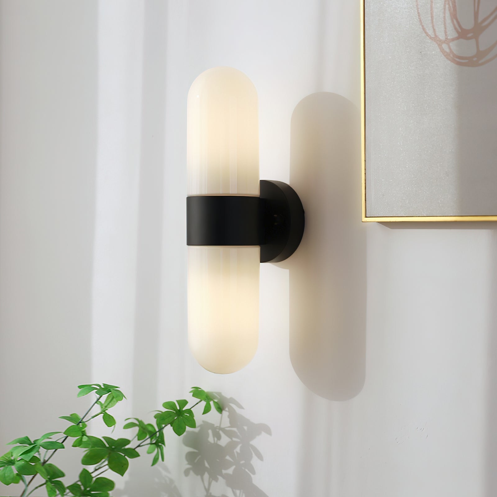 Wall Lamp Metal Glass Modern Minimalist Vertical Sconce for Bedroom