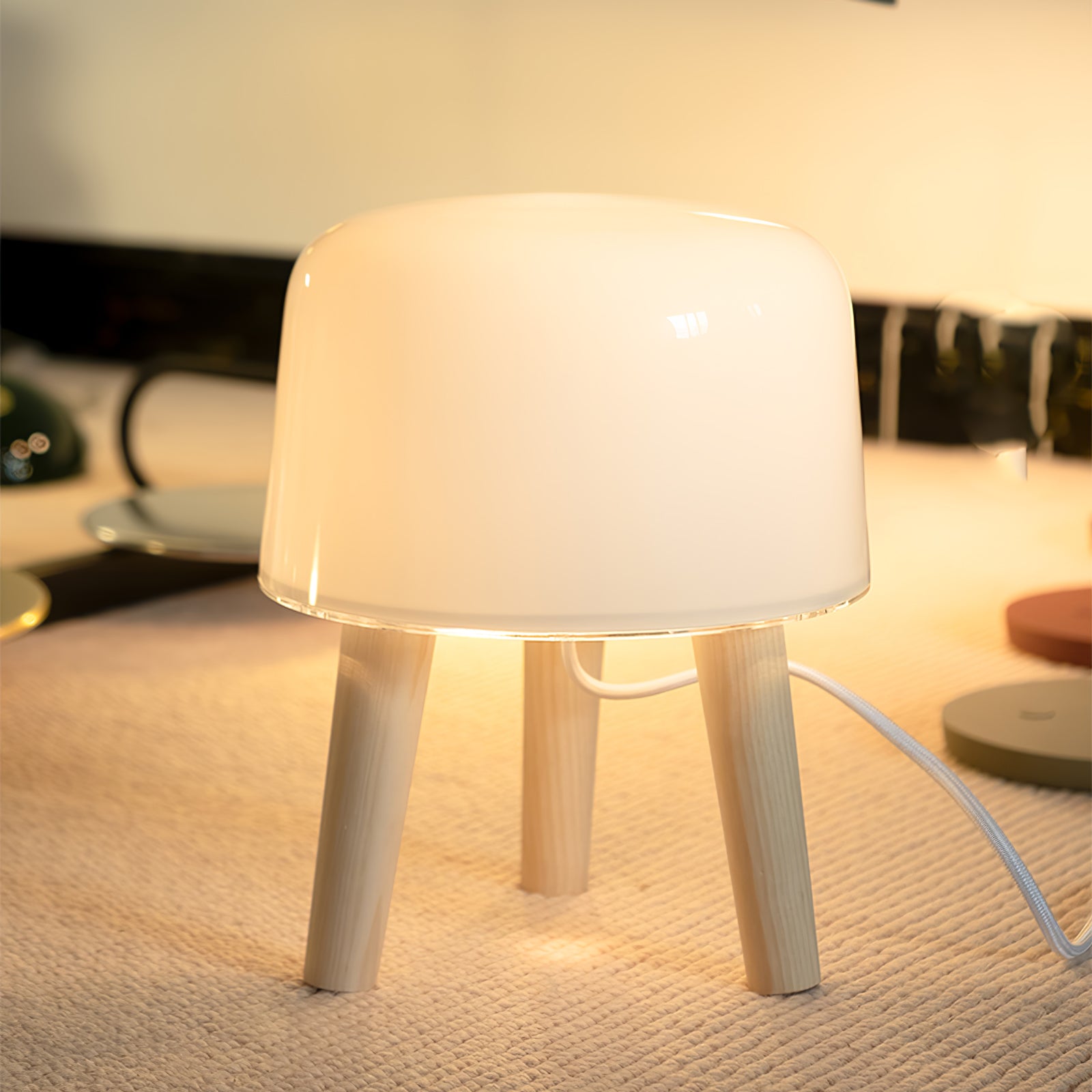 GlowPod Wood Milk Table Lamp-Neutral Decor
