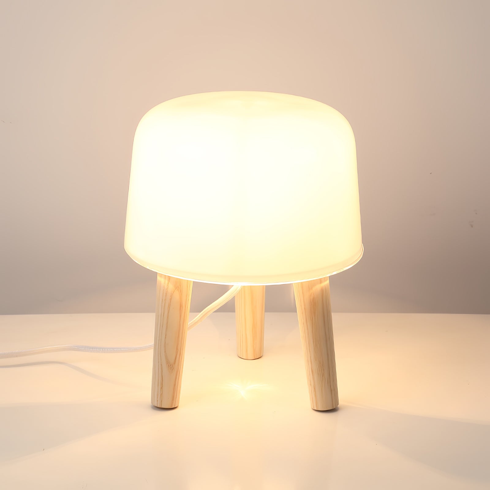 GlowPod Wood Milk Table Lamp-Neutral Decor