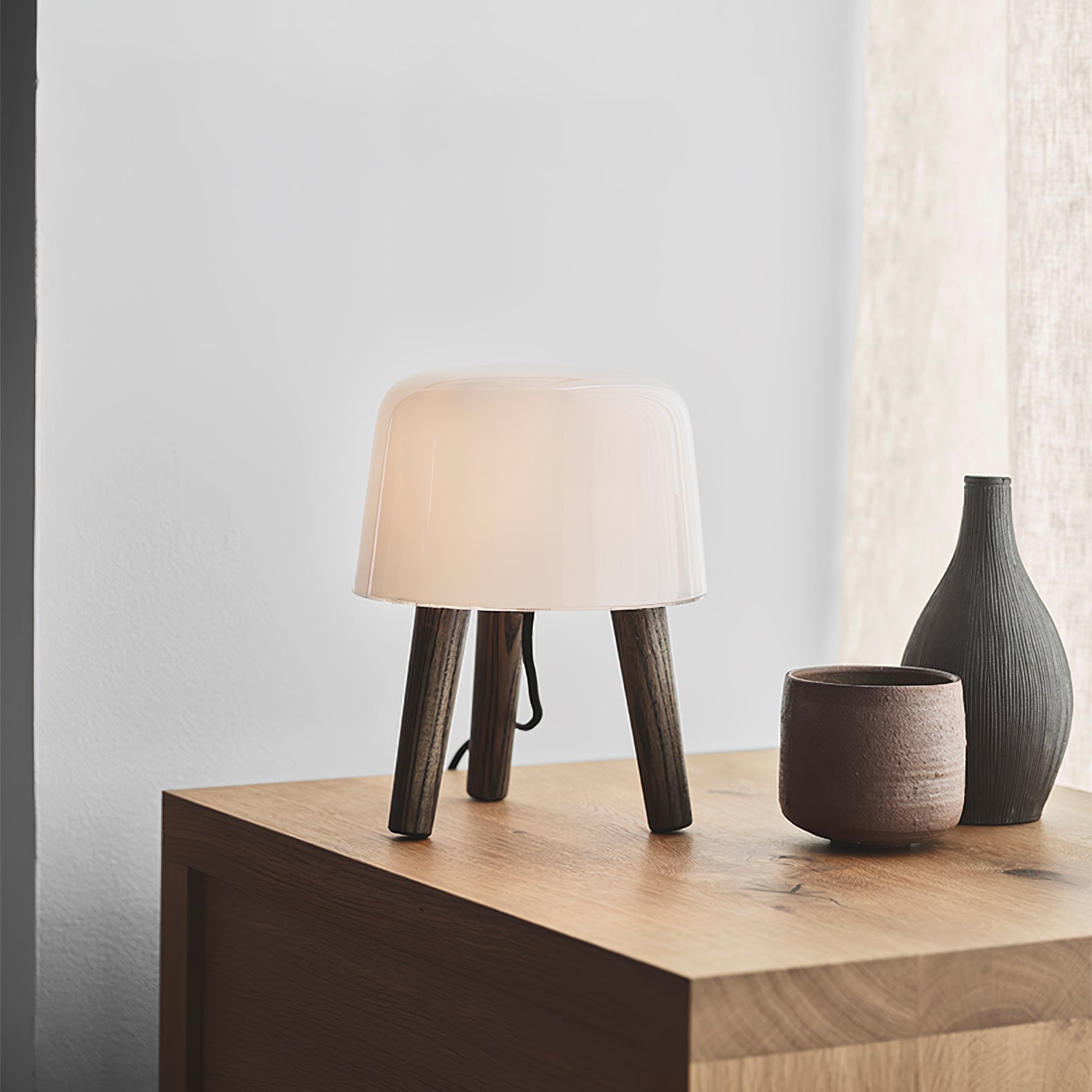 GlowPod Wood Milk Table Lamp-Neutral Decor