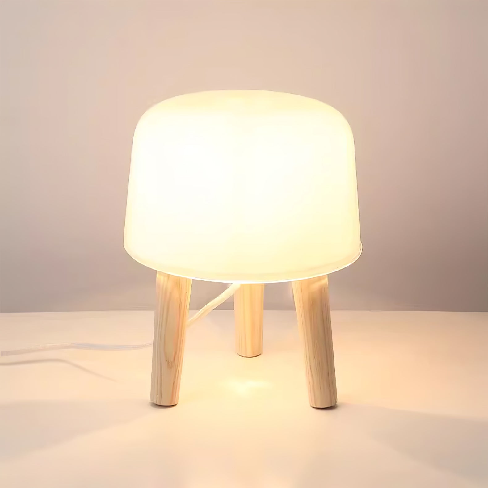 GlowPod Wood Milk Table Lamp-Neutral Decor