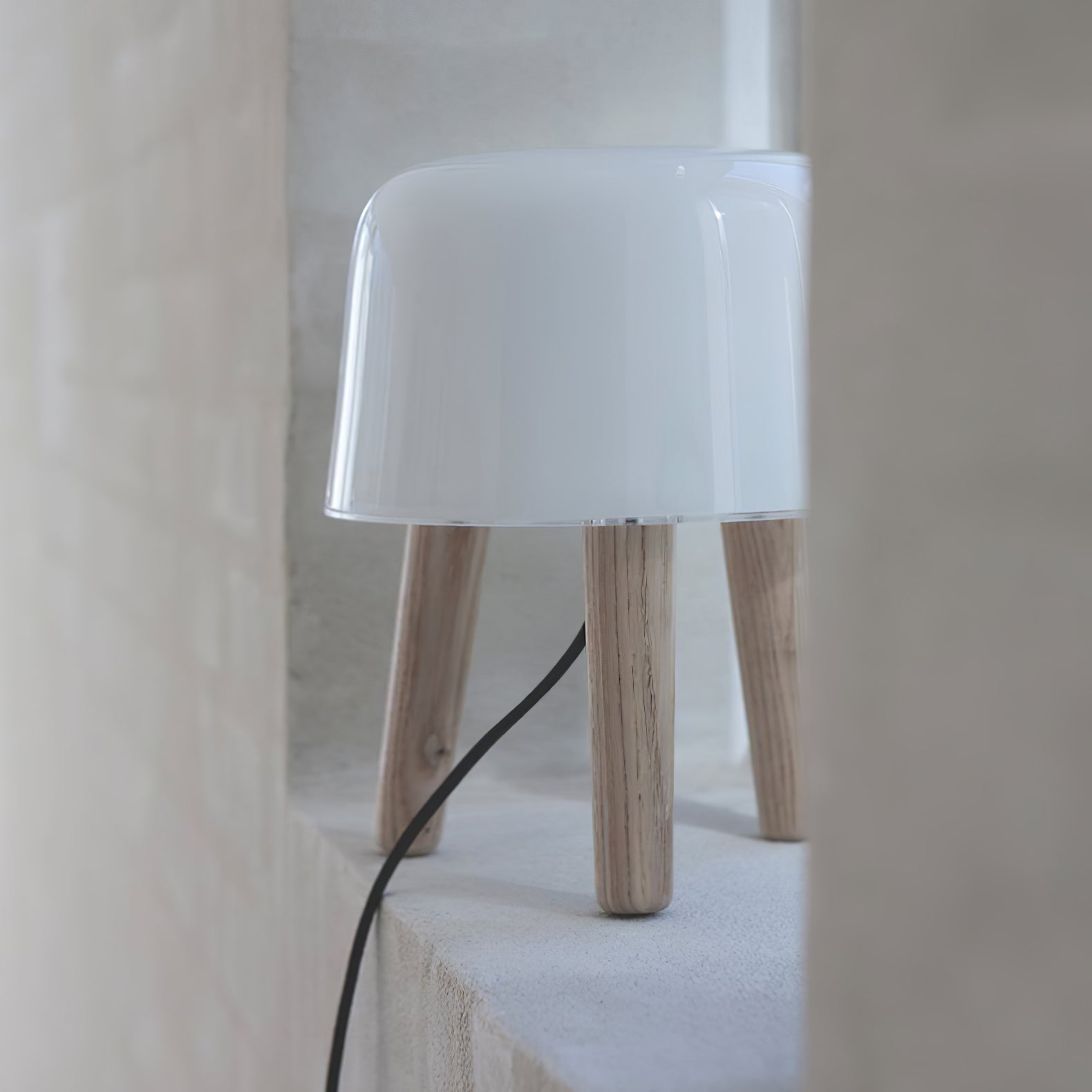 GlowPod Wood Milk Table Lamp-Neutral Decor