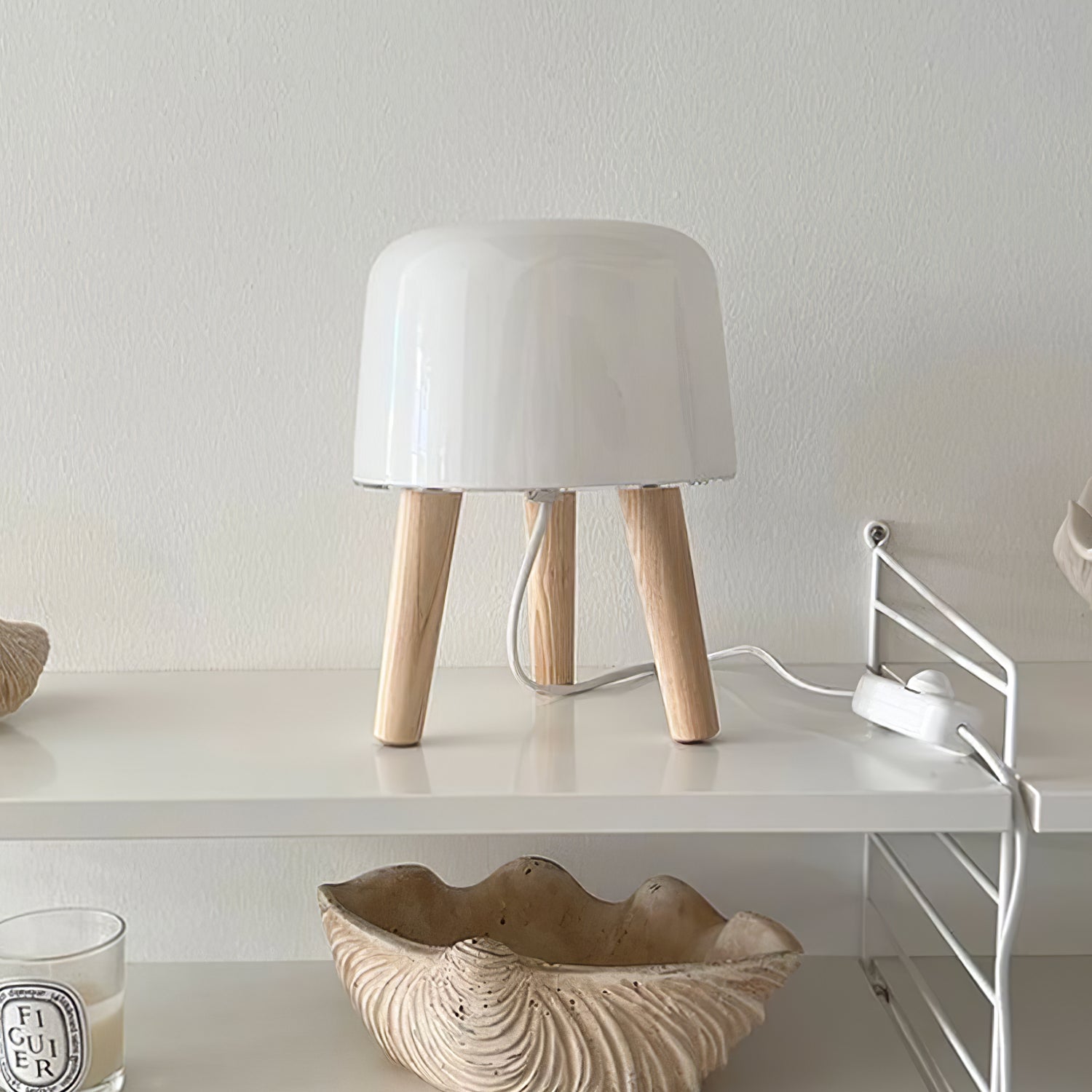 GlowPod Wood Milk Table Lamp-Neutral Decor