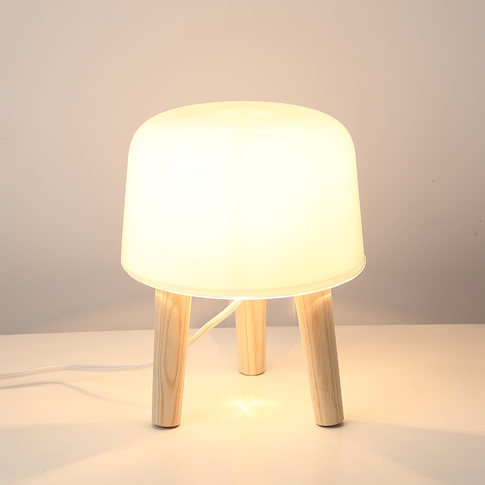 GlowPod Wood Milk Table Lamp-Neutral Decor
