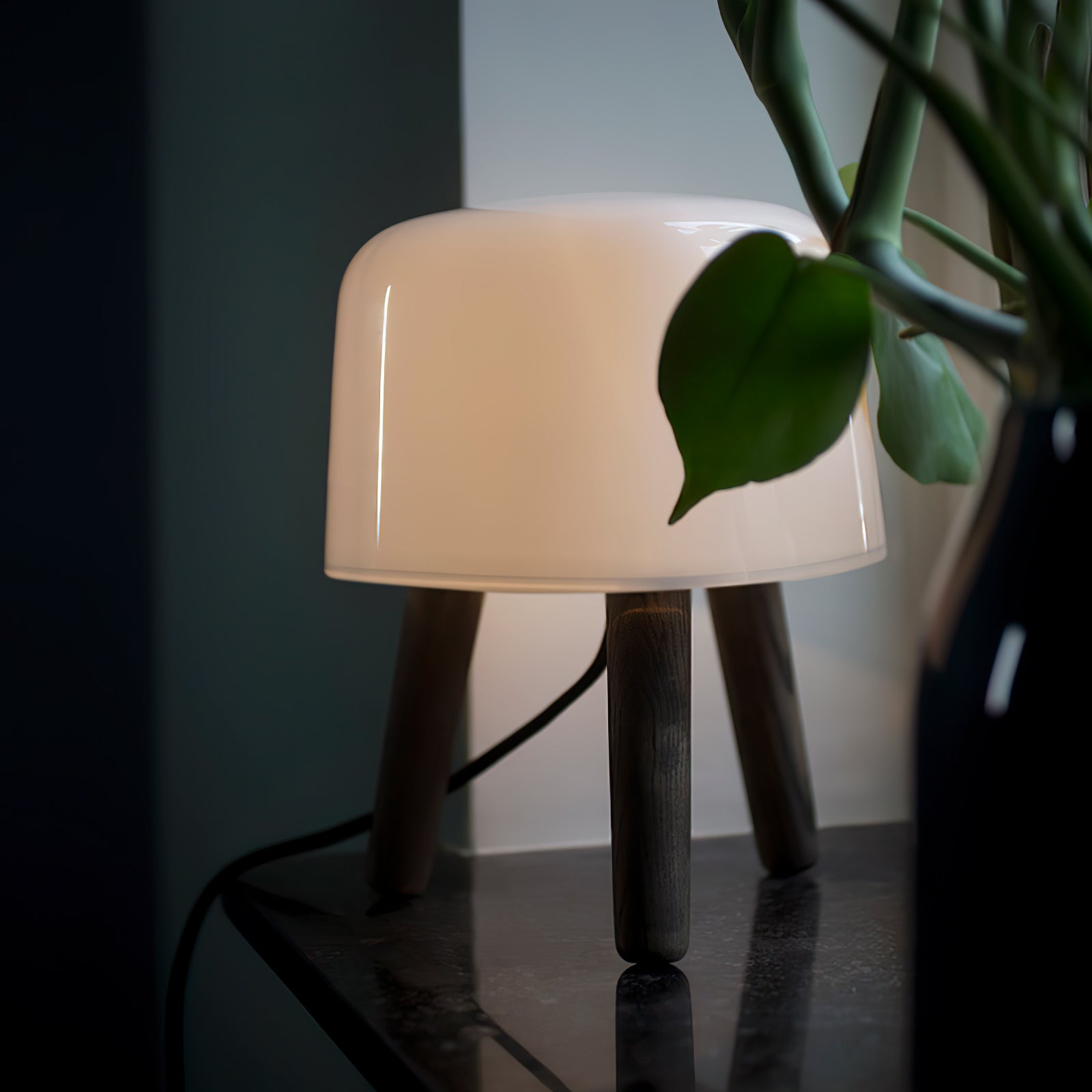 GlowPod Wood Milk Table Lamp-Neutral Decor