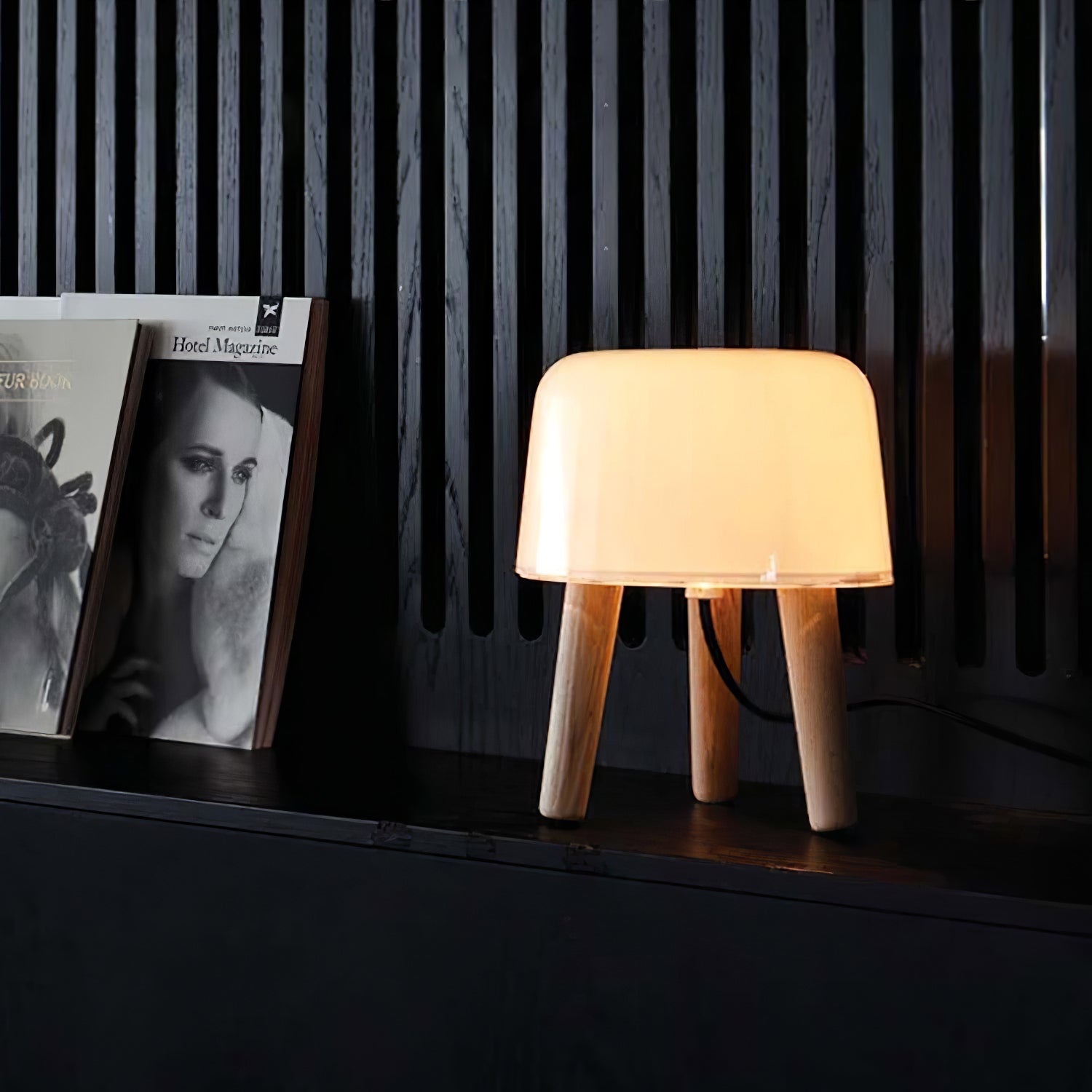 GlowPod Wood Milk Table Lamp-Neutral Decor
