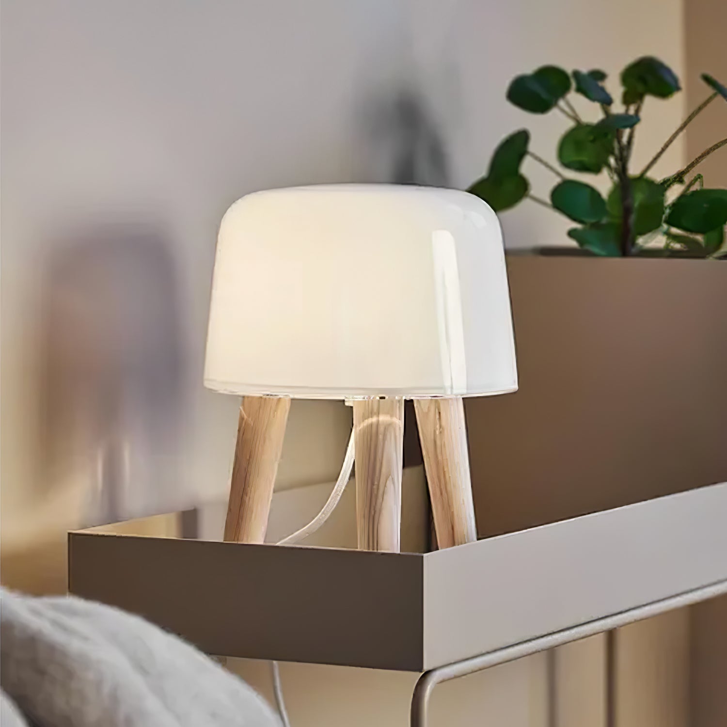 GlowPod Wood Milk Table Lamp-Neutral Decor