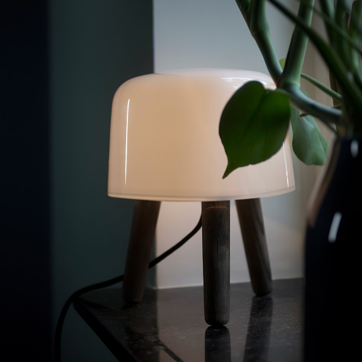 GlowPod Wood Milk Table Lamp-Neutral Decor