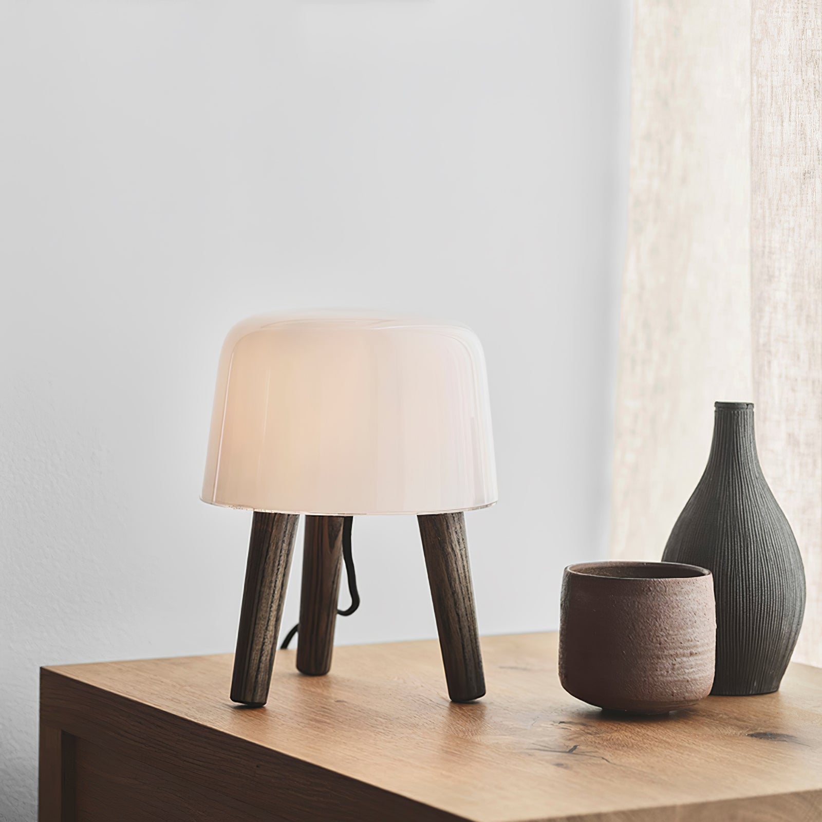 GlowPod Wood Milk Table Lamp-Neutral Decor