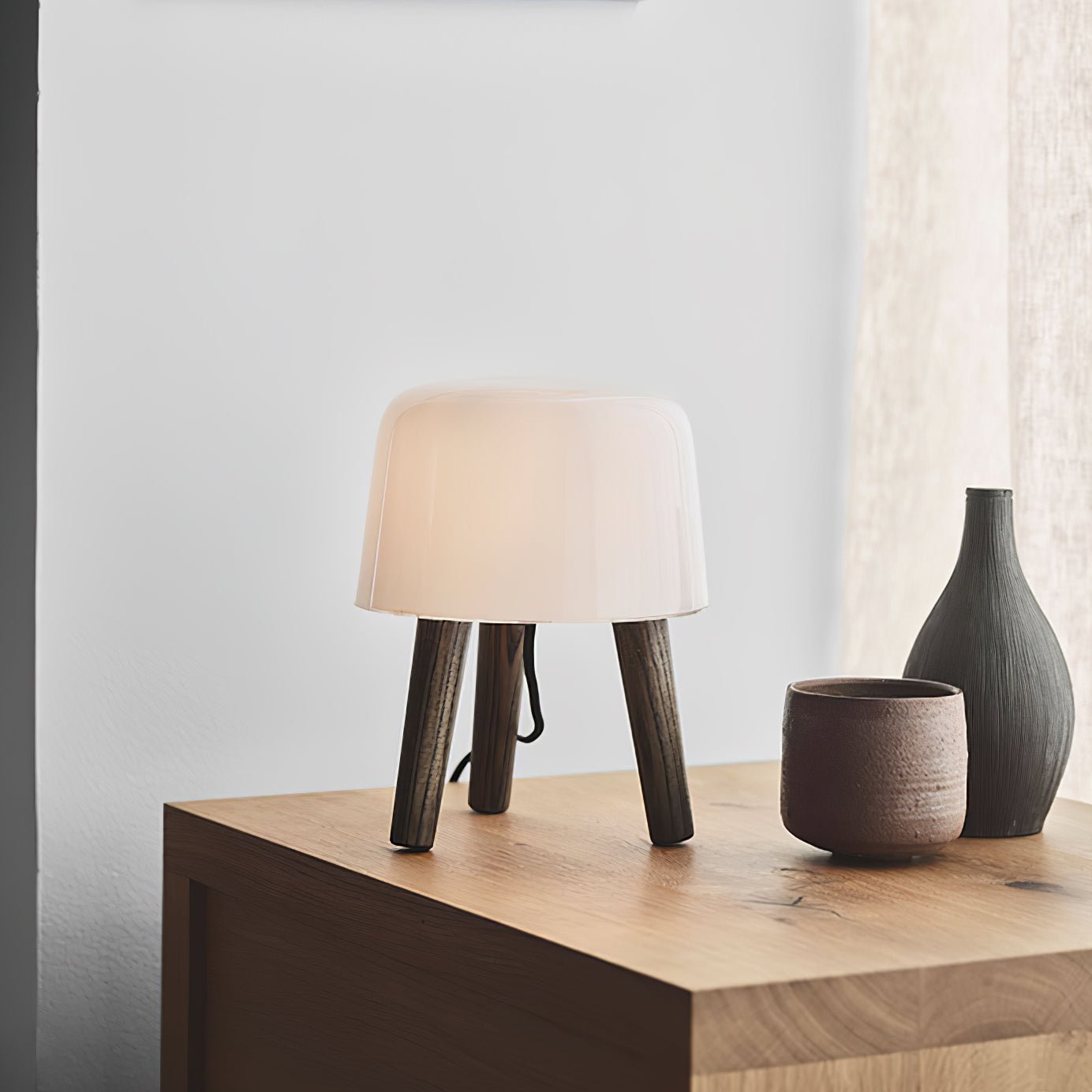 GlowPod Wood Milk Table Lamp-Neutral Decor